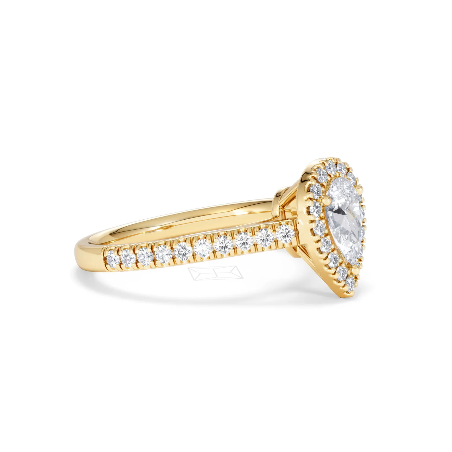 Diana Lab Diamond Pear Halo Engagement Ring in 18K Gold 1ct F/VS1 - Image 20