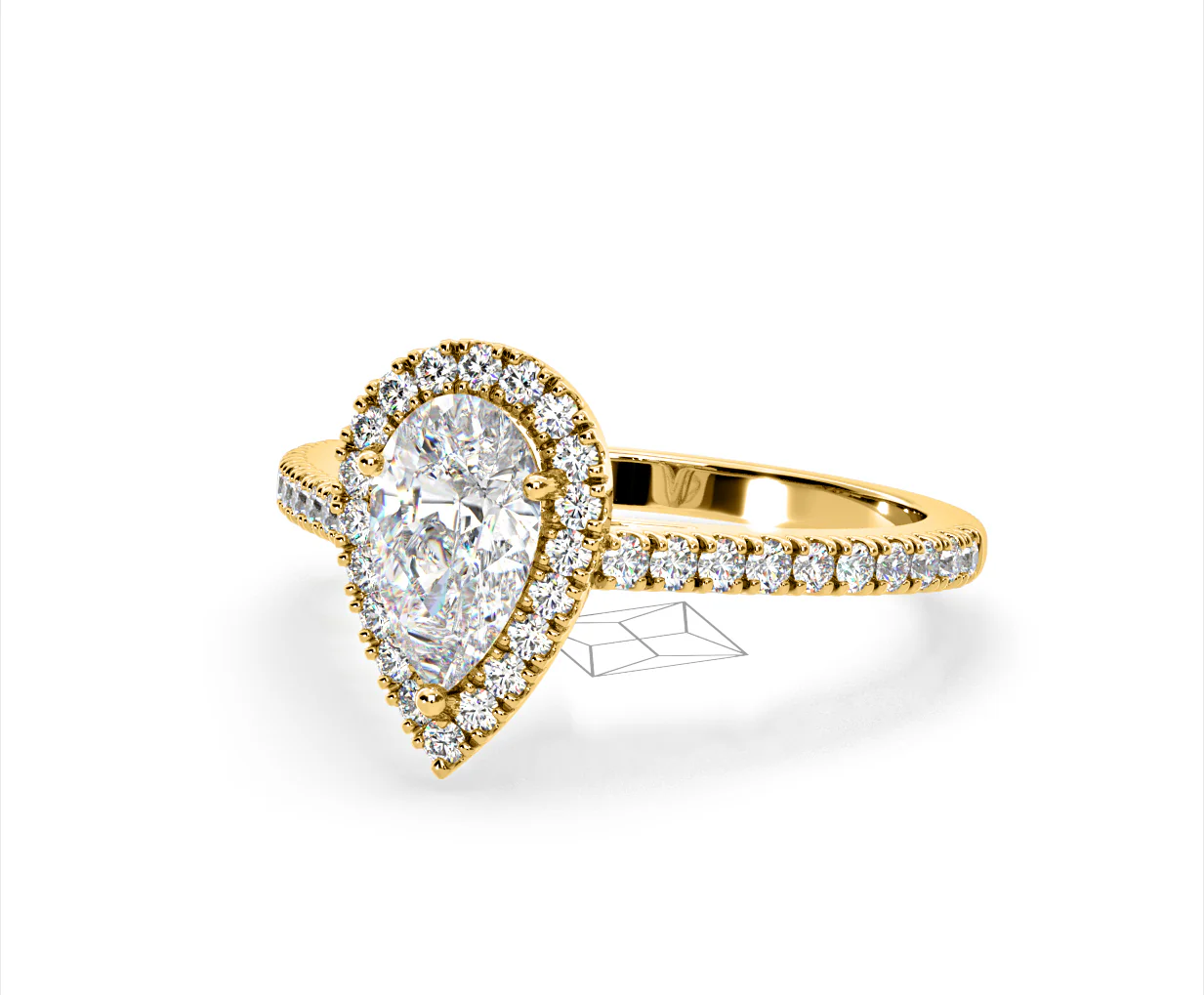Diana Lab Diamond Pear Halo Engagement Ring in 18K Gold 2.60ct F/VS1 - Image 93
