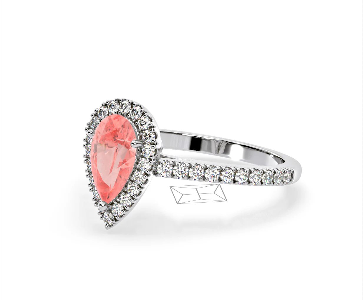 Diana Pink Lab Diamond Pear Halo Ring 1.60ct in Platinum - Elara Collection - Image 16