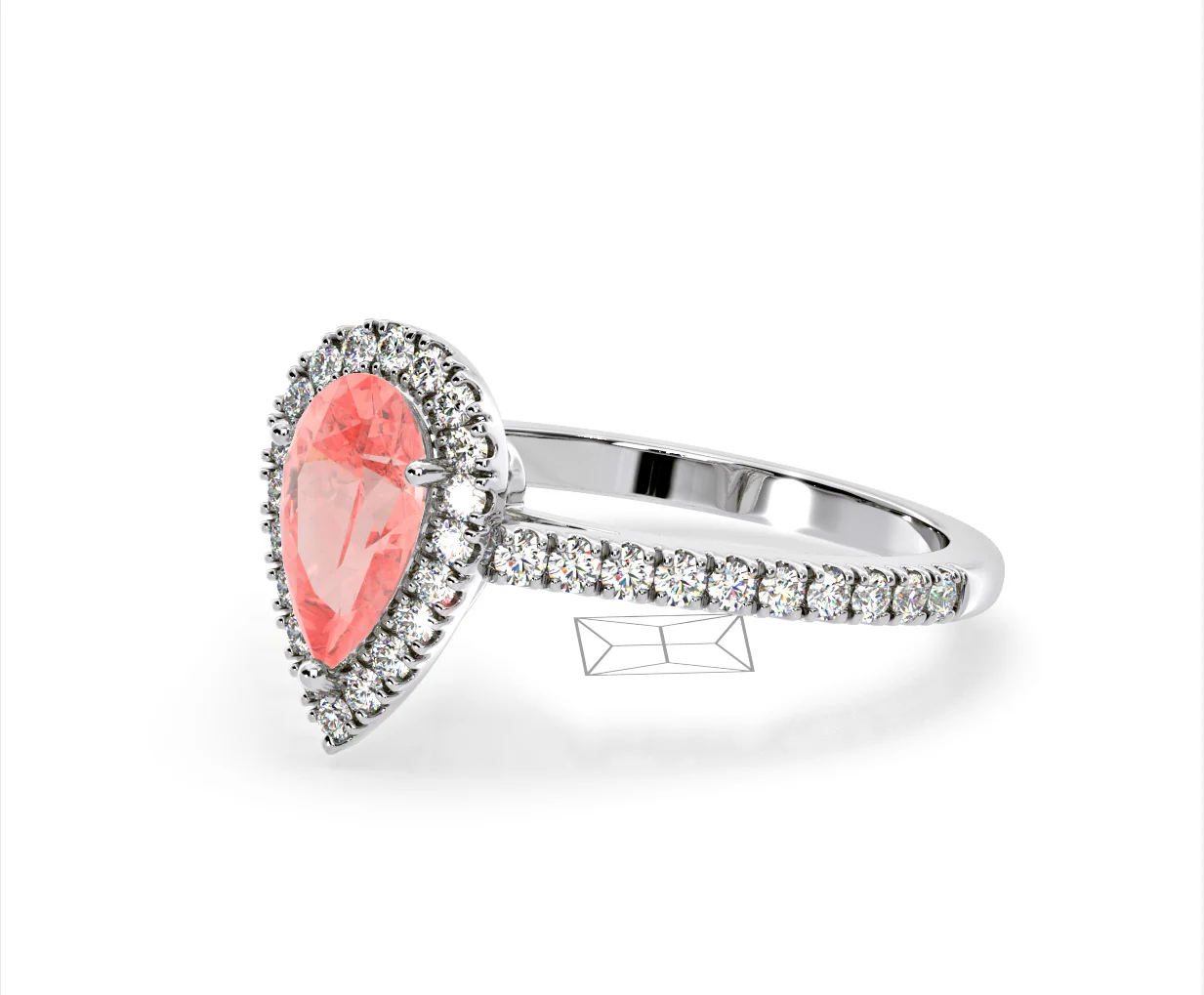 Diana Pink Lab Diamond Pear Halo Ring 1.60ct in Platinum - Elara Collection - Image 17
