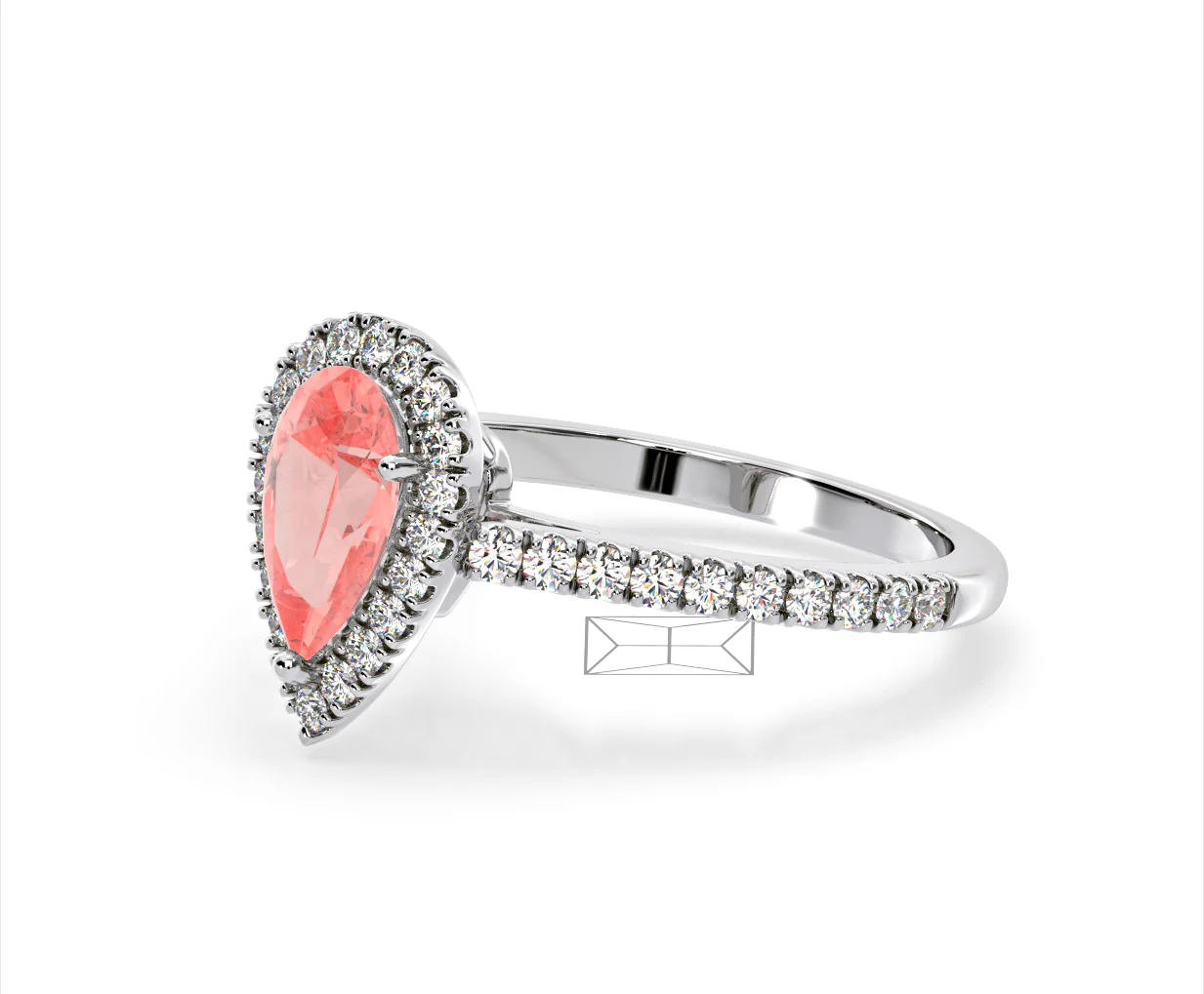Diana Pink Lab Diamond Pear Halo Ring 1.60ct in Platinum - Elara Collection - Image 18