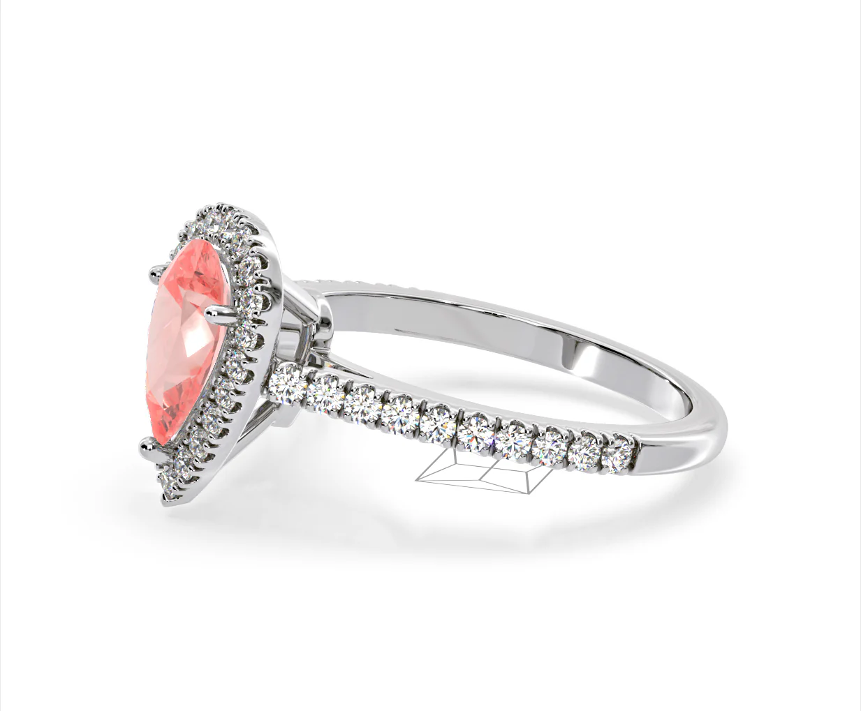 Diana Pink Lab Diamond Pear Halo Ring 1.60ct in Platinum - Elara Collection - Image 22