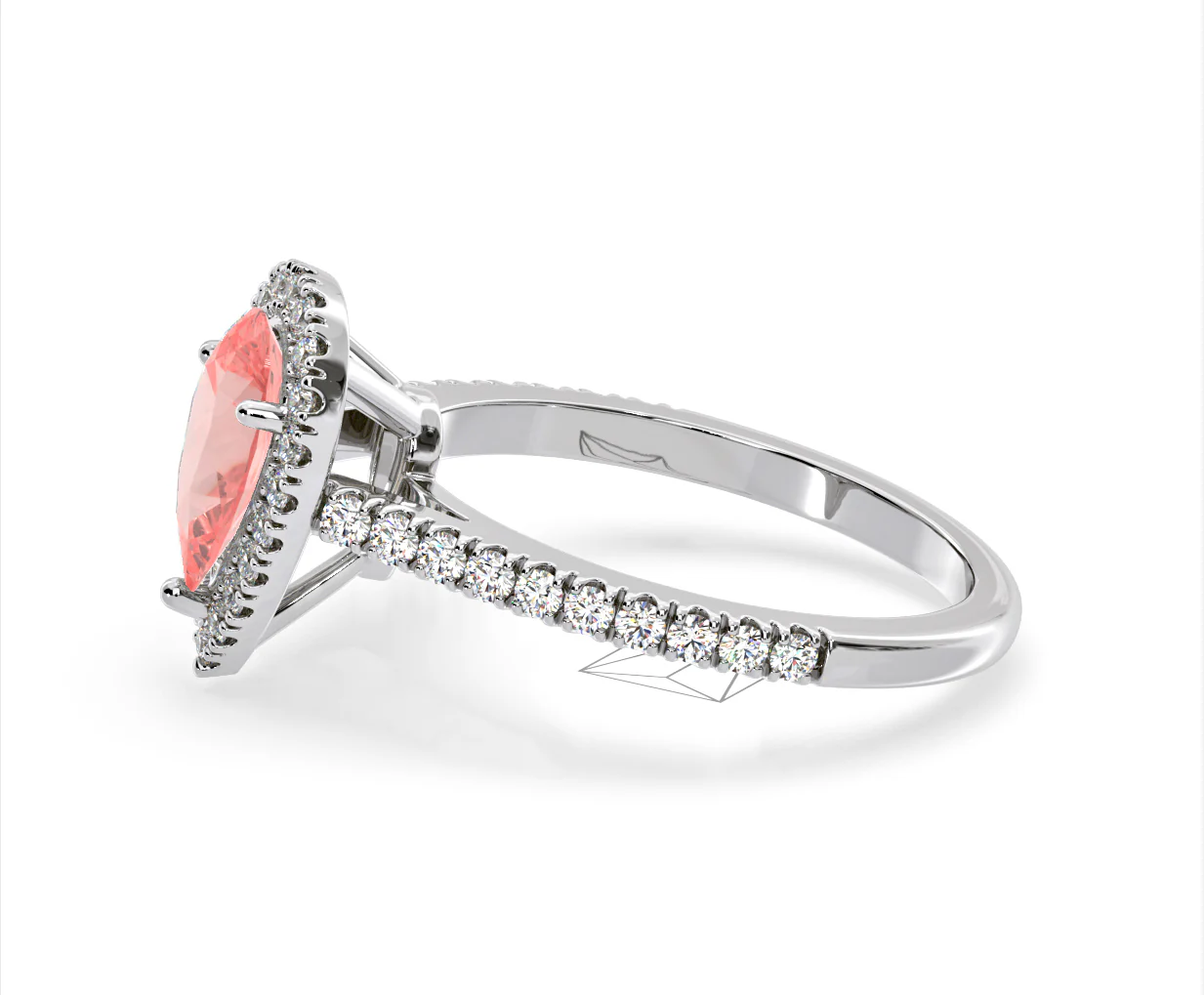 Diana Pink Lab Diamond Pear Halo Ring 1.60ct in Platinum - Elara Collection - Image 25