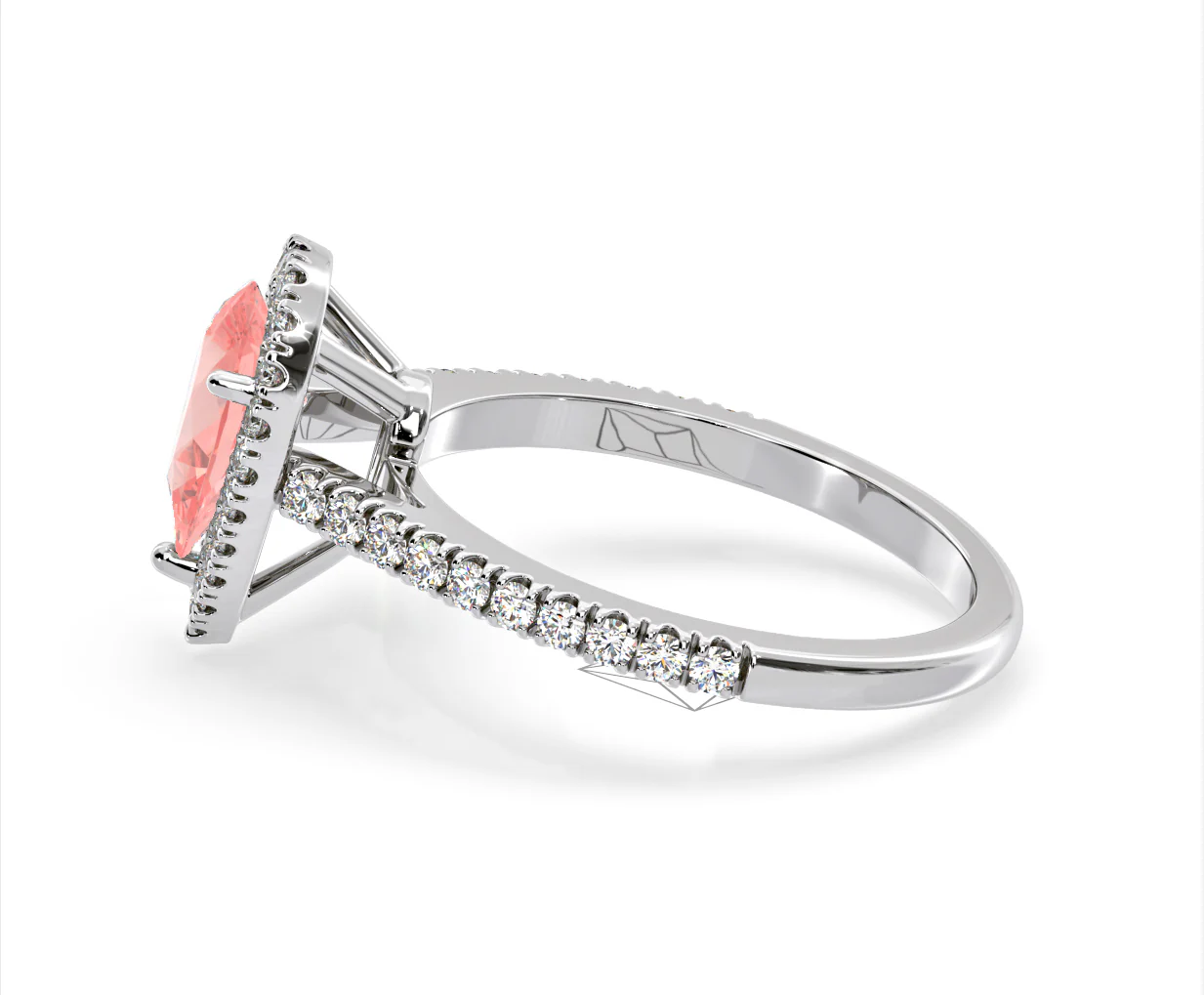 Diana Pink Lab Diamond Pear Halo Ring 1.60ct in Platinum - Elara Collection - Image 28
