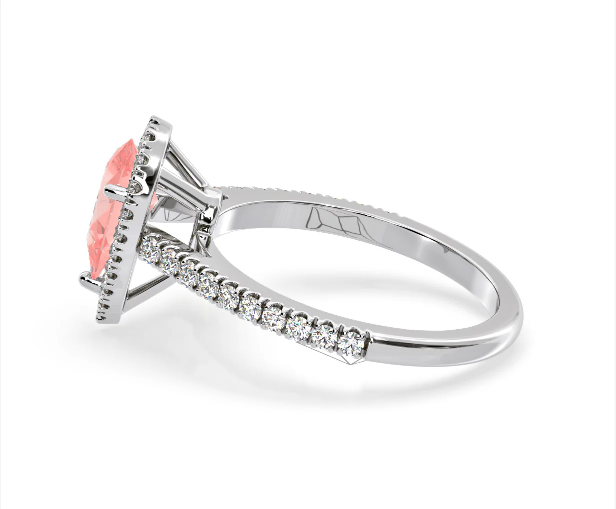 Diana Pink Lab Diamond Pear Halo Ring 1.60ct in Platinum - Elara Collection - Image 29