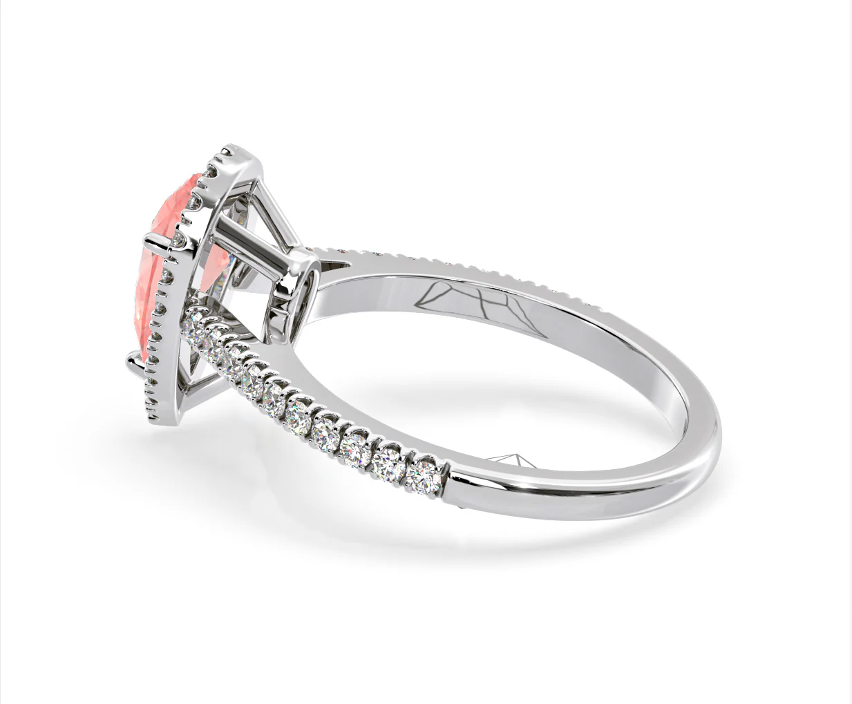 Diana Pink Lab Diamond Pear Halo Ring 1.60ct in Platinum - Elara Collection - Image 32