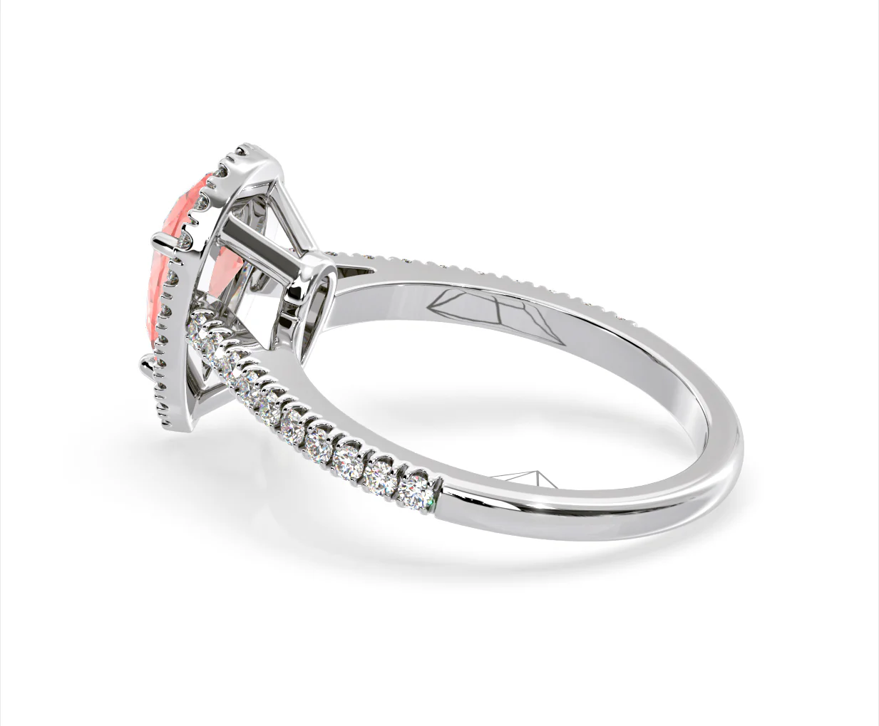 Diana Pink Lab Diamond Pear Halo Ring 1.60ct in Platinum - Elara Collection - Image 33