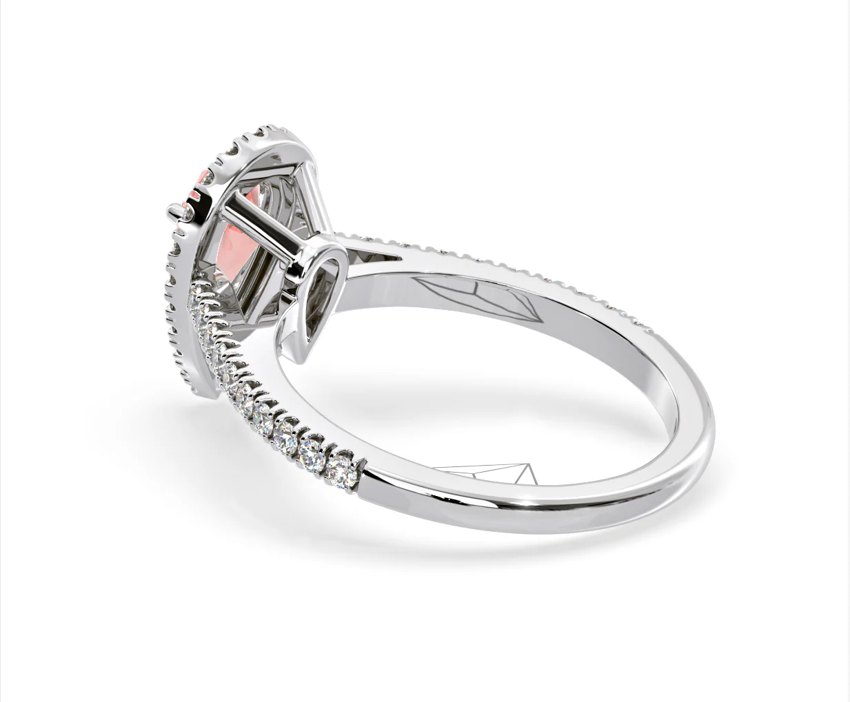 Diana Pink Lab Diamond Pear Halo Ring 1.60ct in Platinum - Elara Collection - Image 36