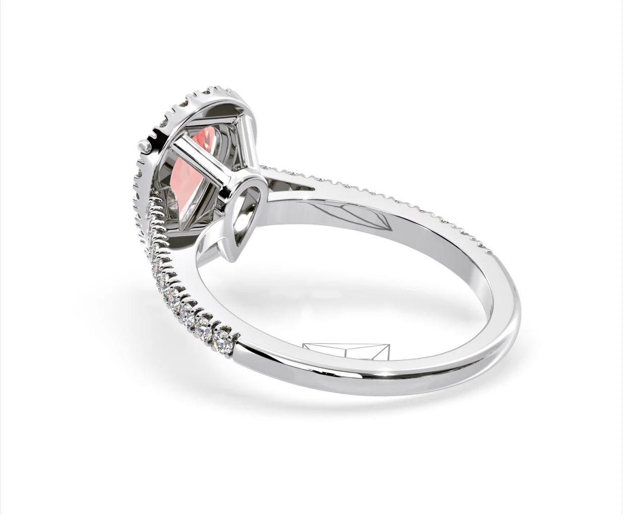 Diana Pink Lab Diamond Pear Halo Ring 1.60ct in Platinum - Elara Collection - Image 38
