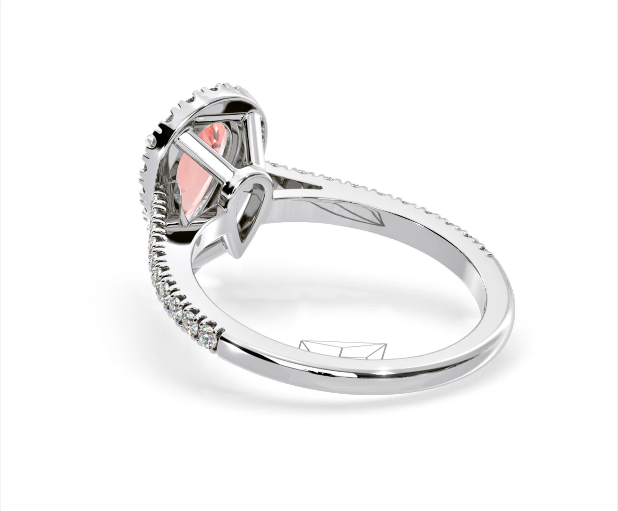 Diana Pink Lab Diamond Pear Halo Ring 1.60ct in Platinum - Elara Collection - Image 39