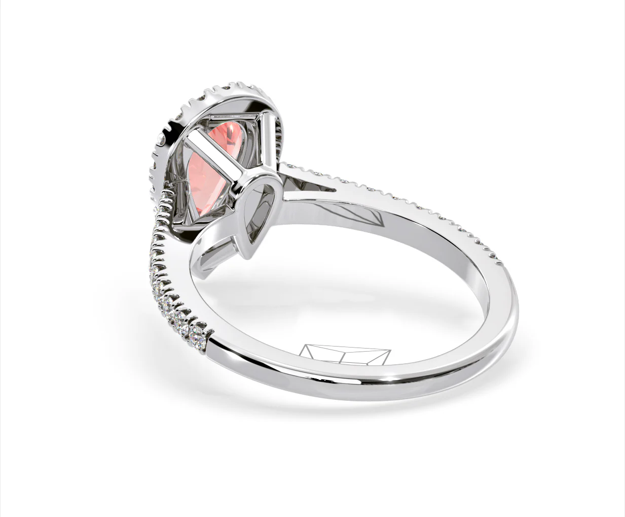 Diana Pink Lab Diamond Pear Halo Ring 1.60ct in Platinum - Elara Collection - Image 40