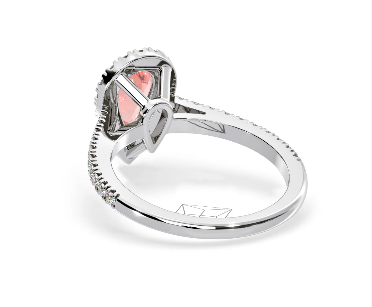 Diana Pink Lab Diamond Pear Halo Ring 1.60ct in Platinum - Elara Collection - Image 41
