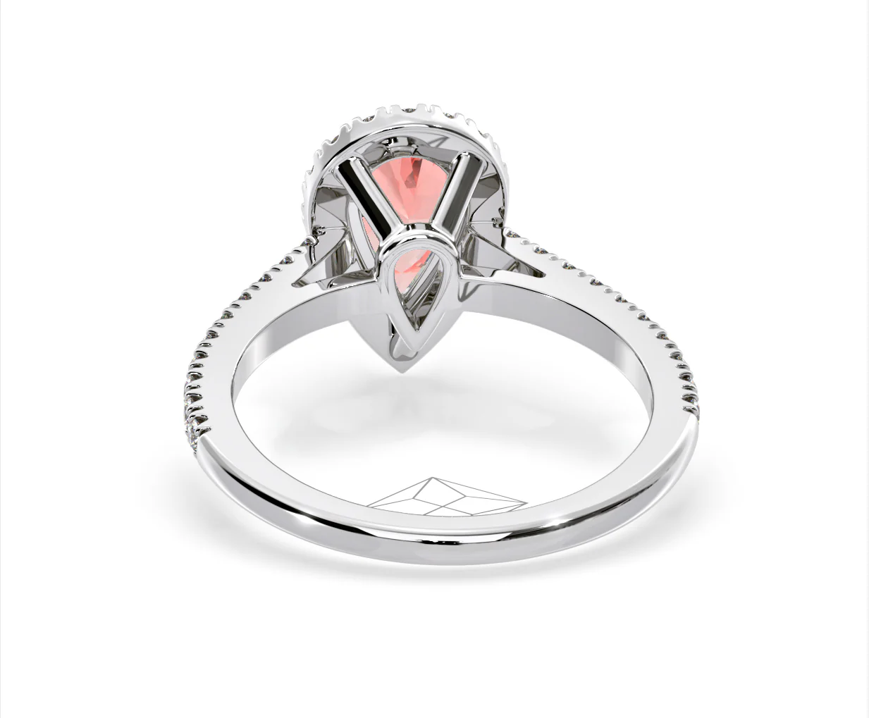Diana Pink Lab Diamond Pear Halo Ring 1.60ct in Platinum - Elara Collection - Image 46