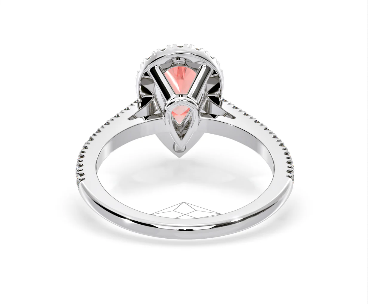 Diana Pink Lab Diamond Pear Halo Ring 1.60ct in Platinum - Elara Collection - Image 47