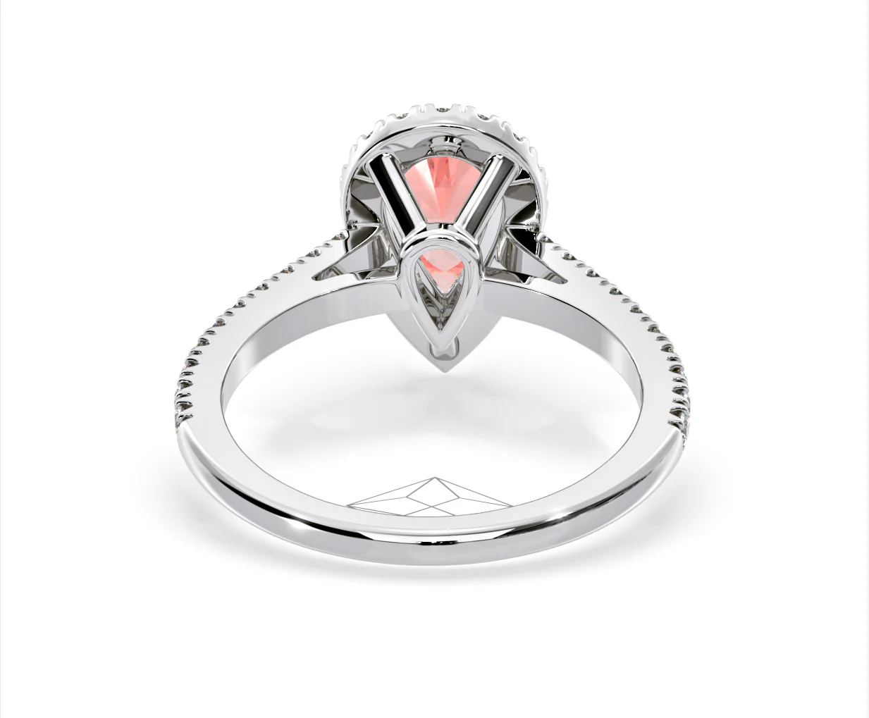 Diana Pink Lab Diamond Pear Halo Ring 1.60ct in Platinum - Elara Collection - Image 48