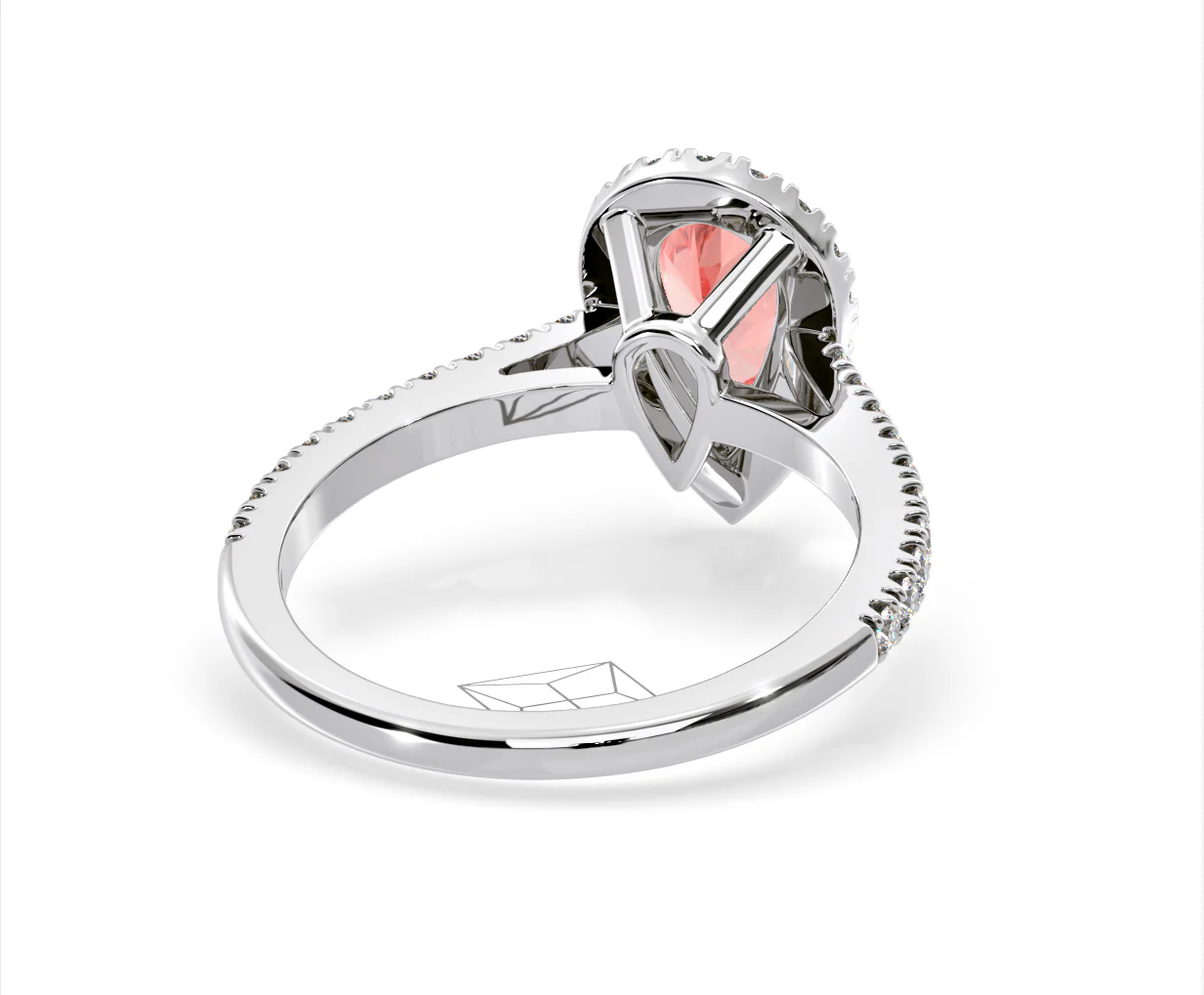 Diana Pink Lab Diamond Pear Halo Ring 1.60ct in Platinum - Elara Collection - Image 52
