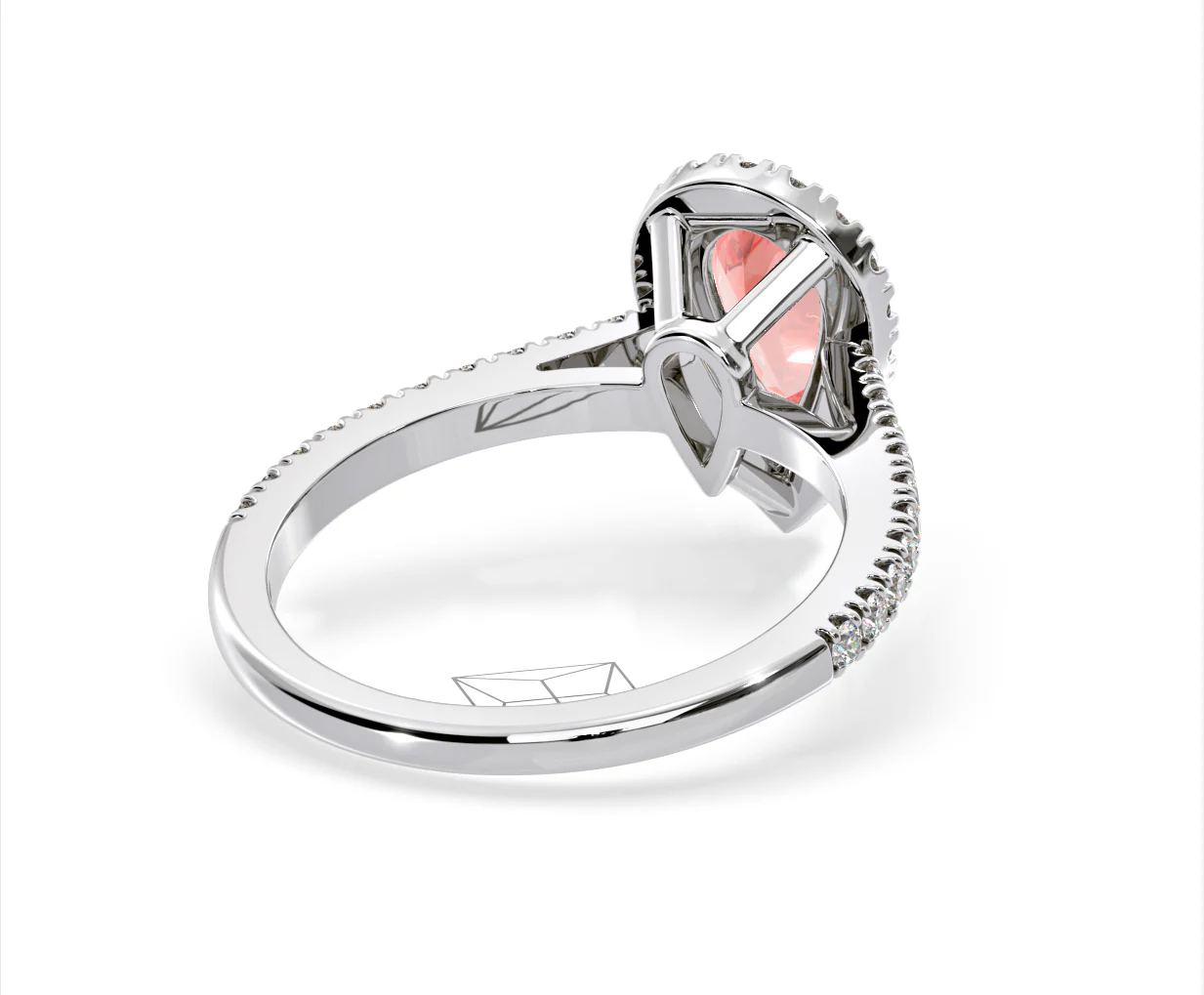 Diana Pink Lab Diamond Pear Halo Ring 1.60ct in Platinum - Elara Collection - Image 54