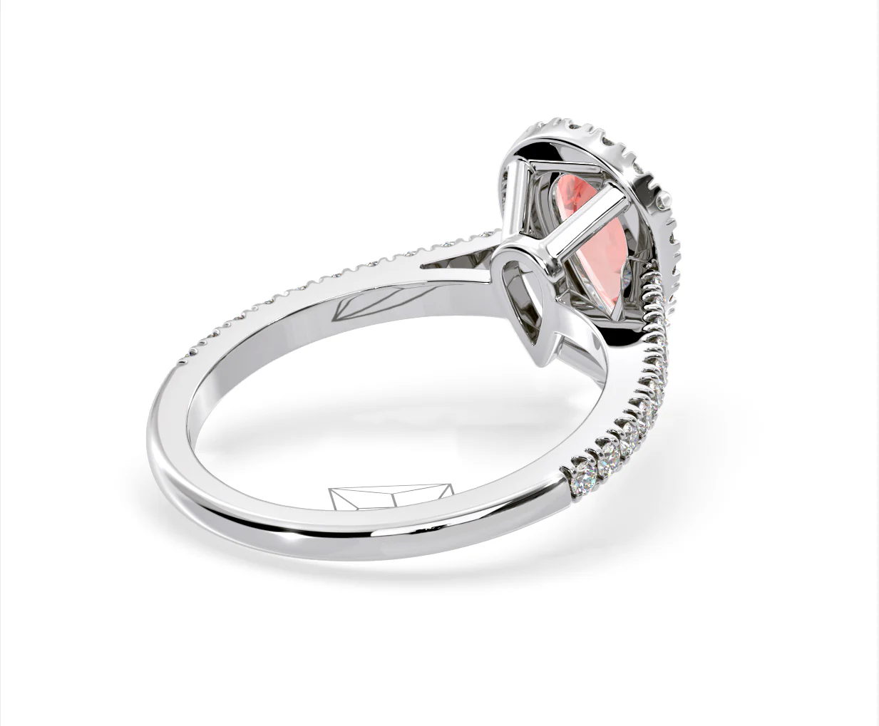 Diana Pink Lab Diamond Pear Halo Ring 1.60ct in Platinum - Elara Collection - Image 56