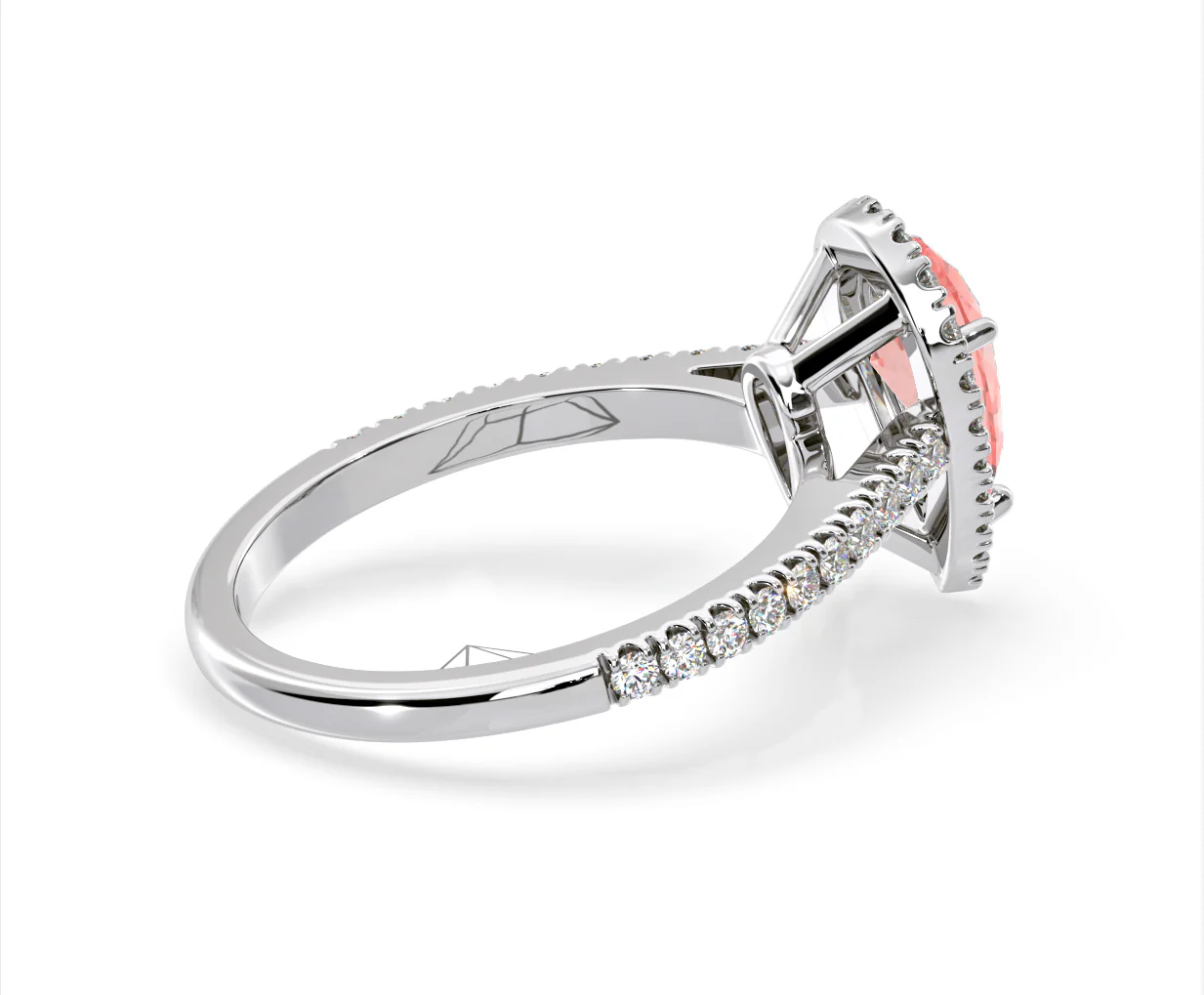 Diana Pink Lab Diamond Pear Halo Ring 1.60ct in Platinum - Elara Collection - Image 62