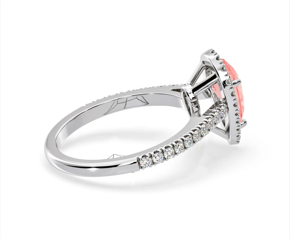 Diana Pink Lab Diamond Pear Halo Ring 1.60ct in Platinum - Elara Collection - Image 63