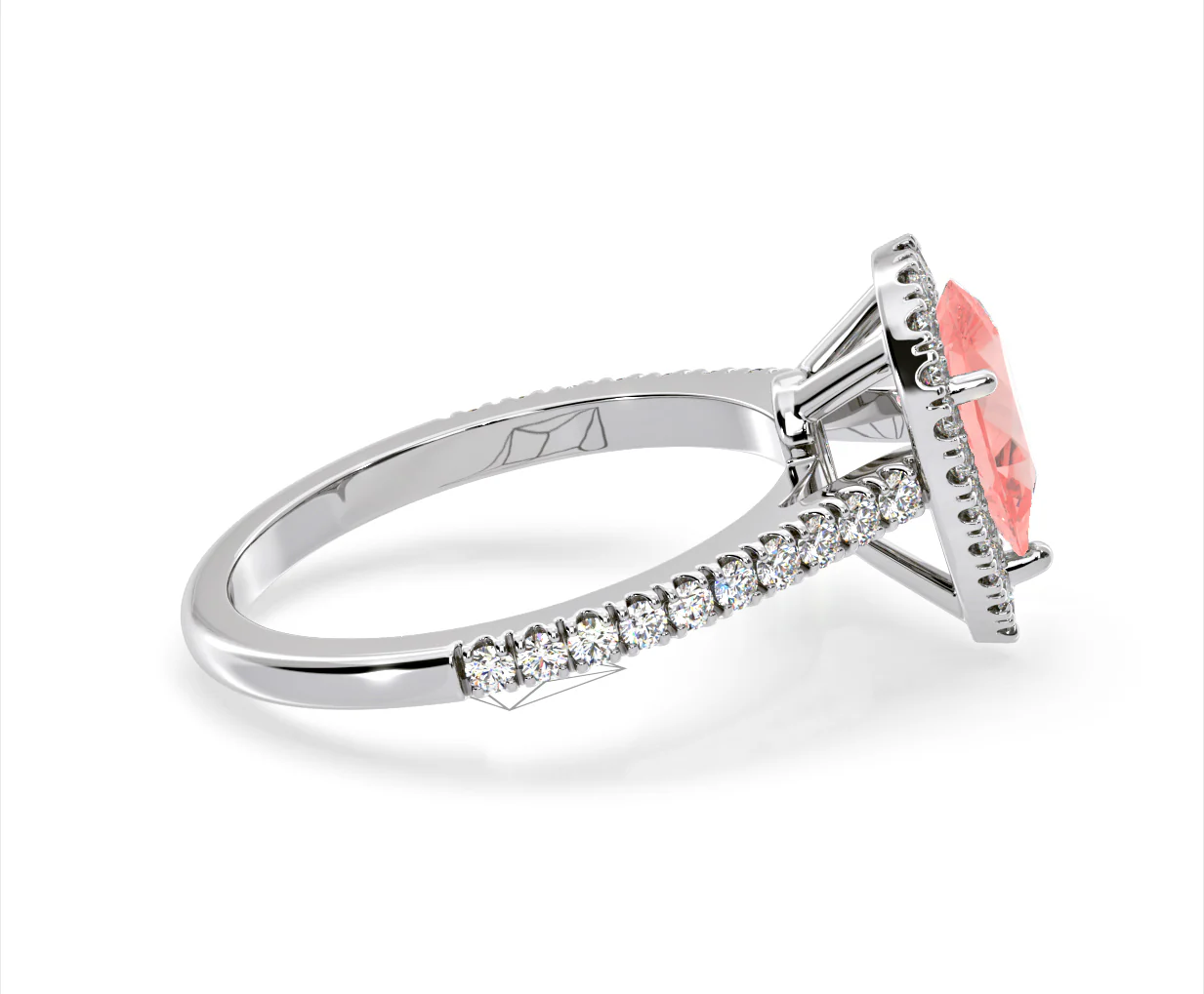 Diana Pink Lab Diamond Pear Halo Ring 1.60ct in Platinum - Elara Collection - Image 67