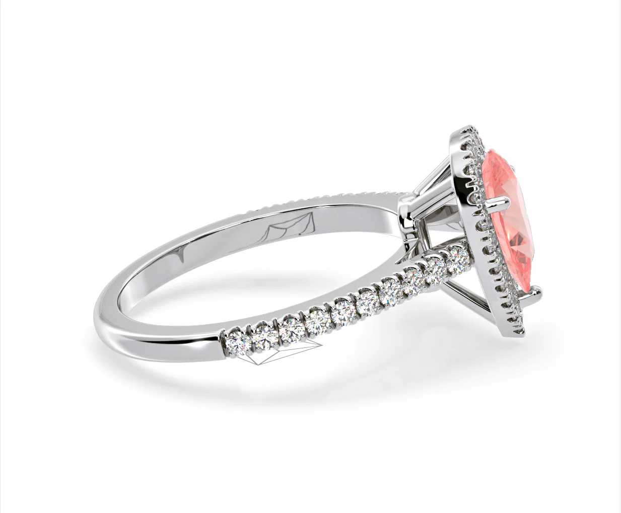 Diana Pink Lab Diamond Pear Halo Ring 1.60ct in Platinum - Elara Collection - Image 68