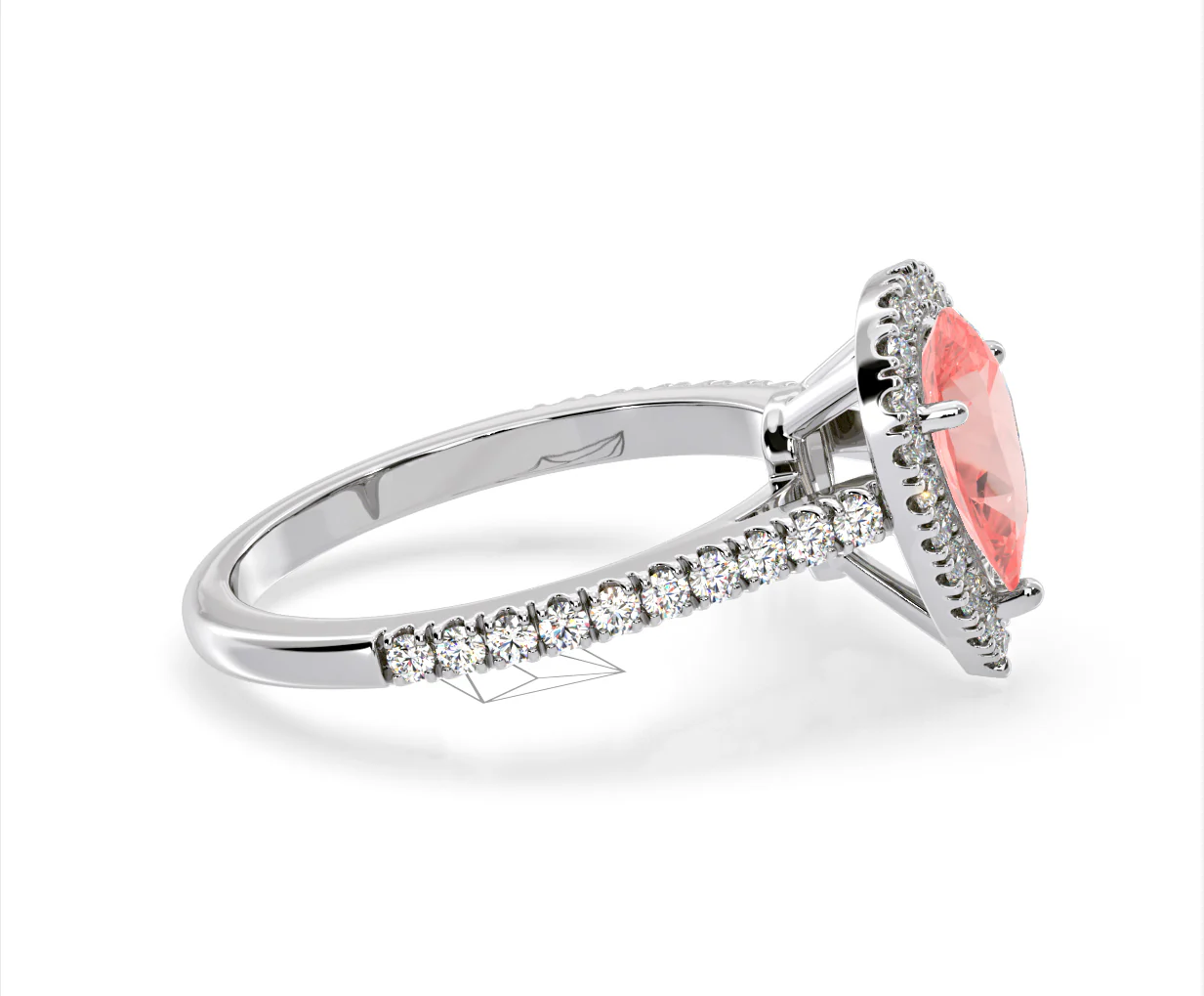Diana Pink Lab Diamond Pear Halo Ring 1.60ct in Platinum - Elara Collection - Image 70