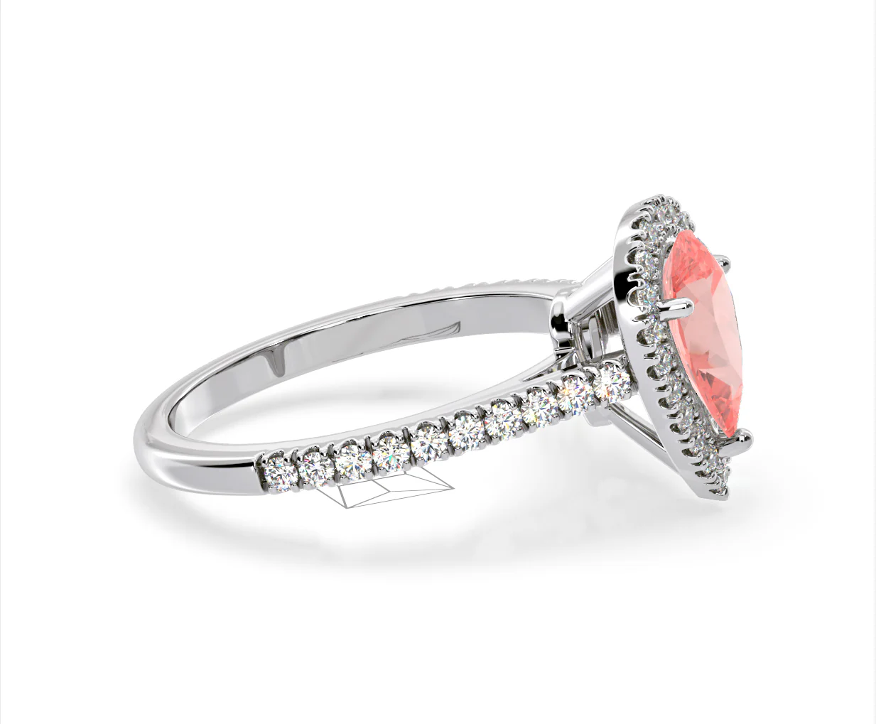 Diana Pink Lab Diamond Pear Halo Ring 1.60ct in Platinum - Elara Collection - Image 71