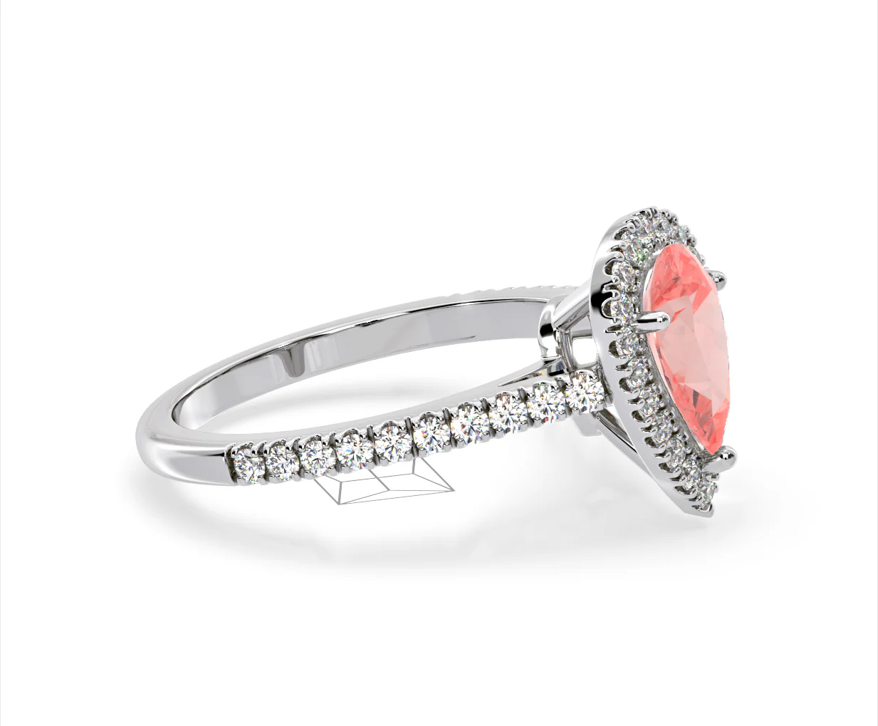 Diana Pink Lab Diamond Pear Halo Ring 1.60ct in Platinum - Elara Collection - Image 73