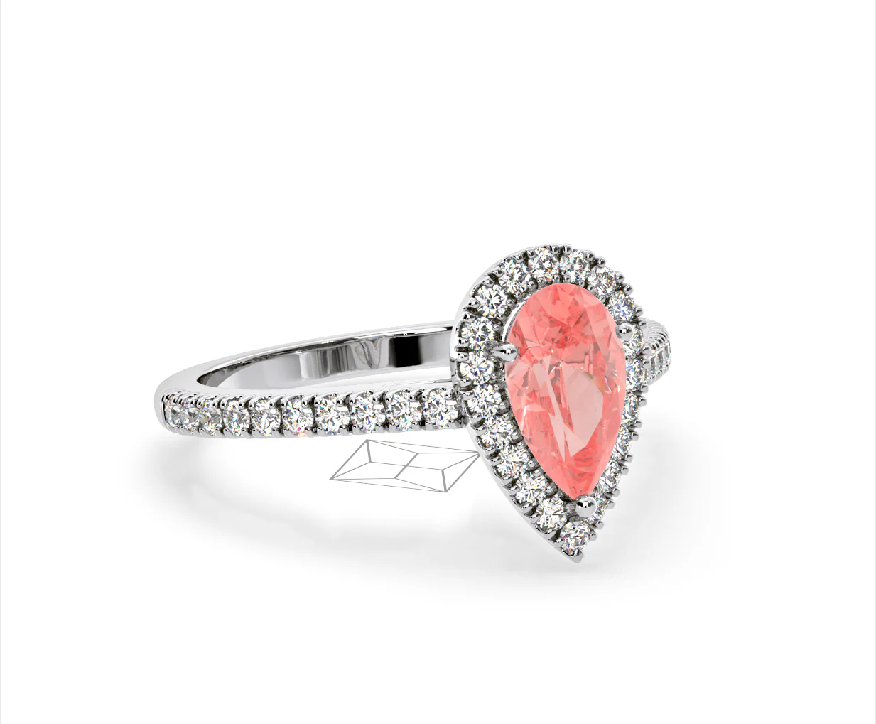 Diana Pink Lab Diamond Pear Halo Ring 1.60ct in Platinum - Elara Collection - Image 81