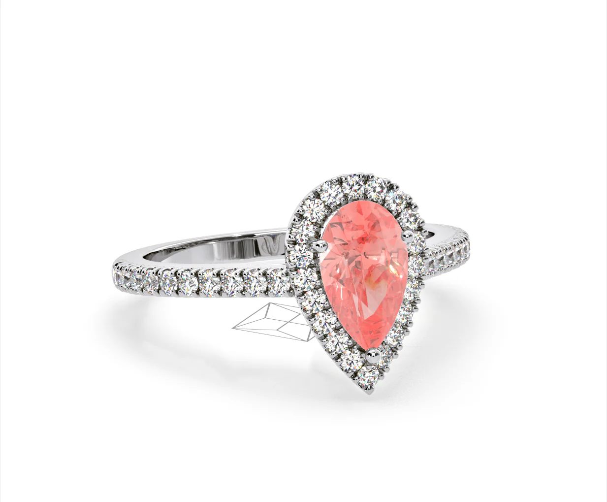 Diana Pink Lab Diamond Pear Halo Ring 1.60ct in Platinum - Elara Collection - Image 83