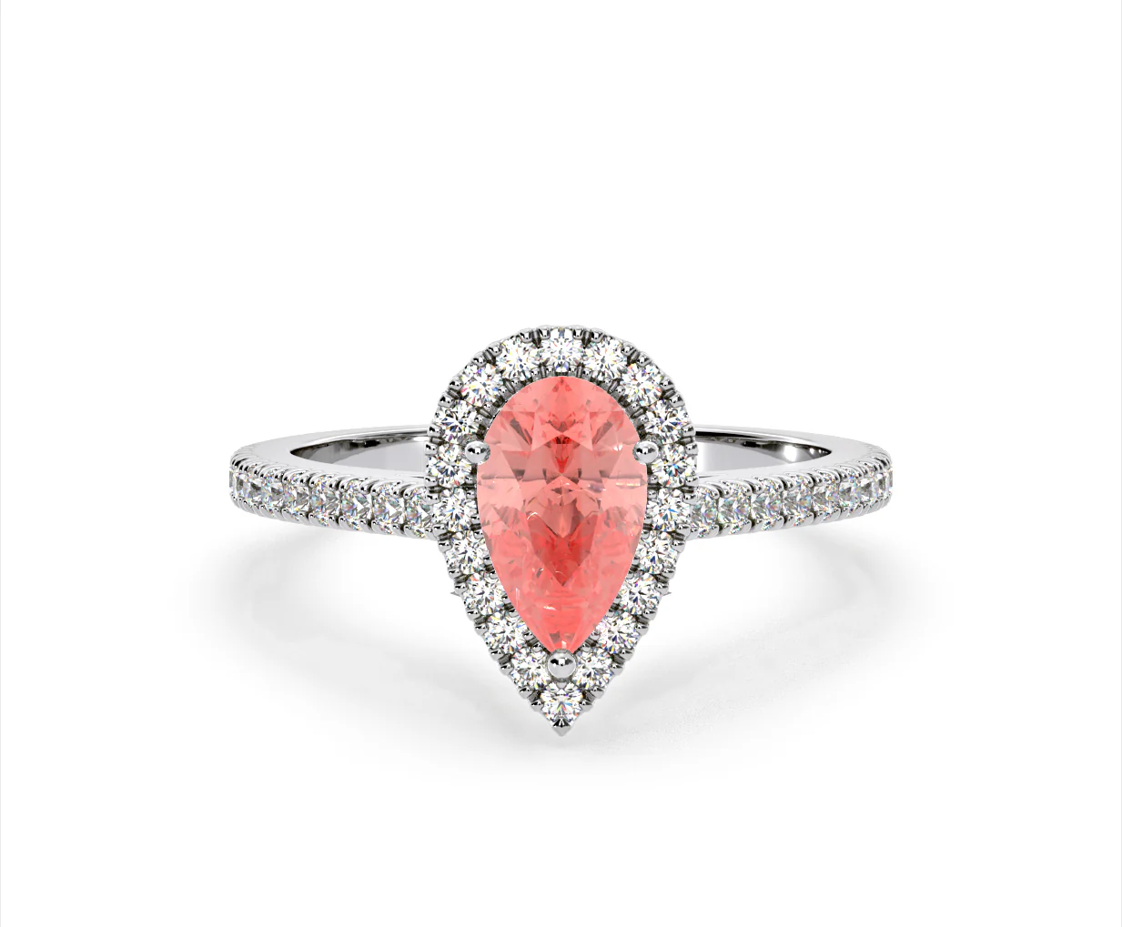 Diana Pink Lab Diamond Pear Halo Ring 1.60ct in Platinum - Elara Collection - Image 87