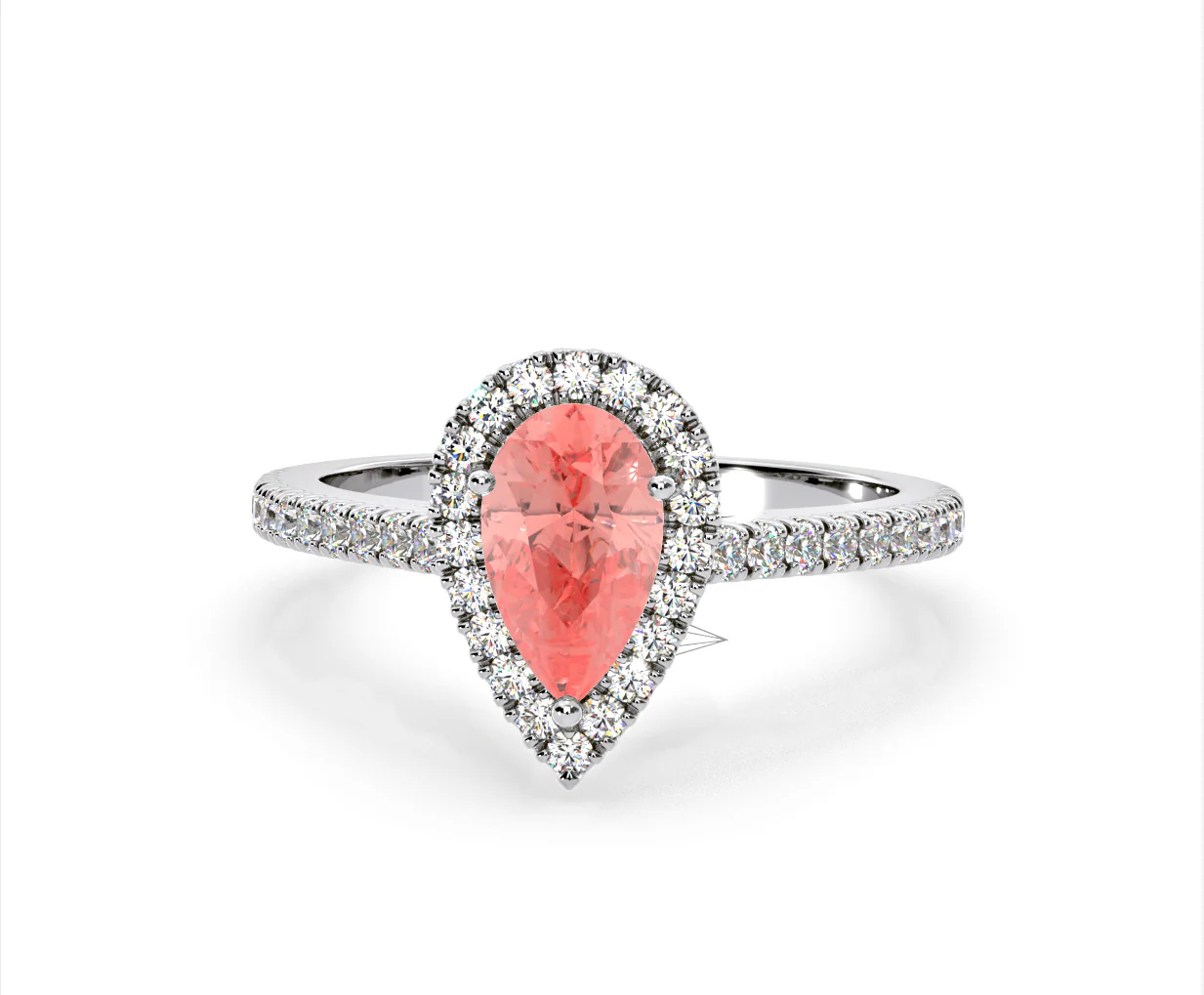 Diana Pink Lab Diamond Pear Halo Ring 1.60ct in Platinum - Elara Collection - Image 9