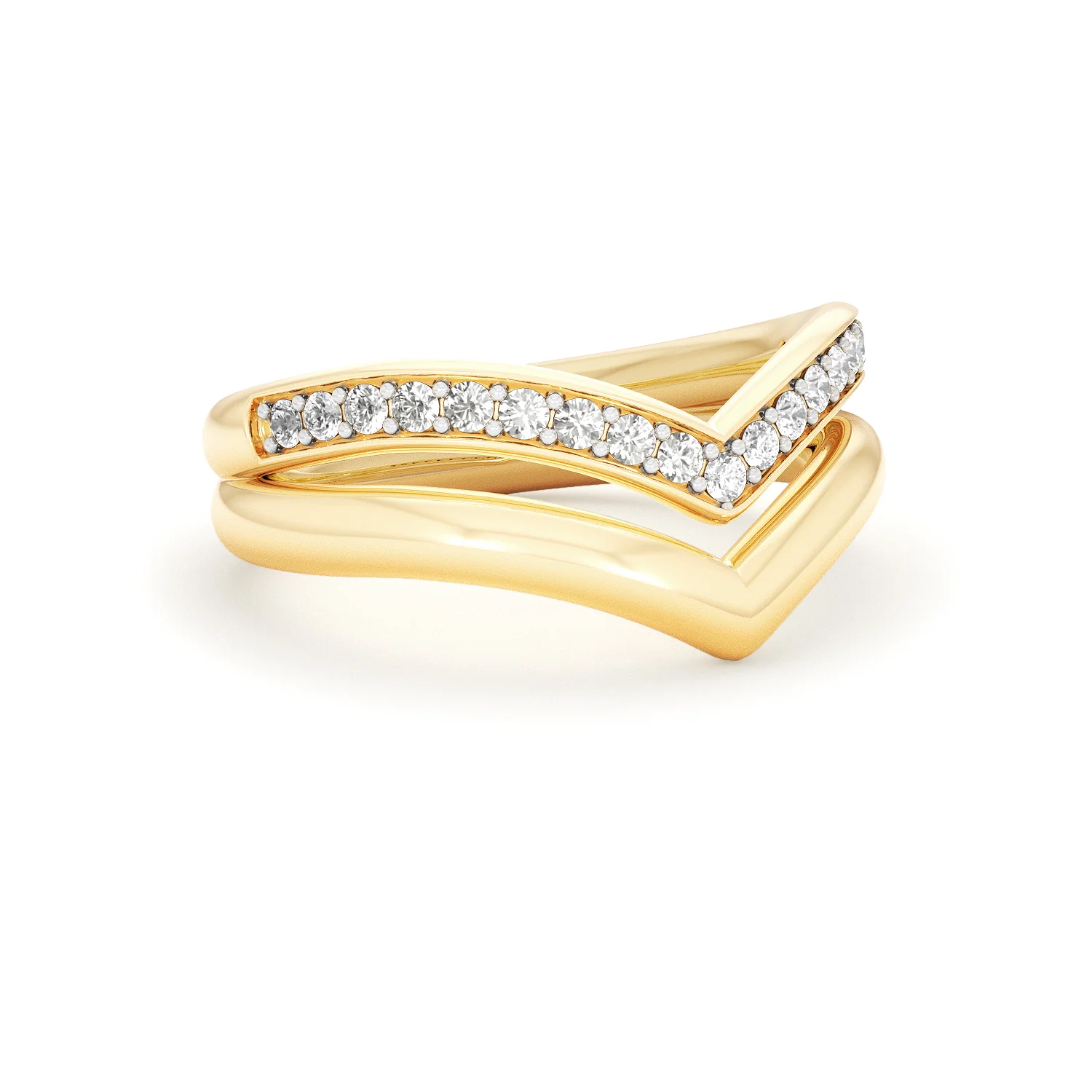 Dual 0.27ct Lab Diamond Stacking Wishbone Ring in 18K Gold Vermeil - Image 15