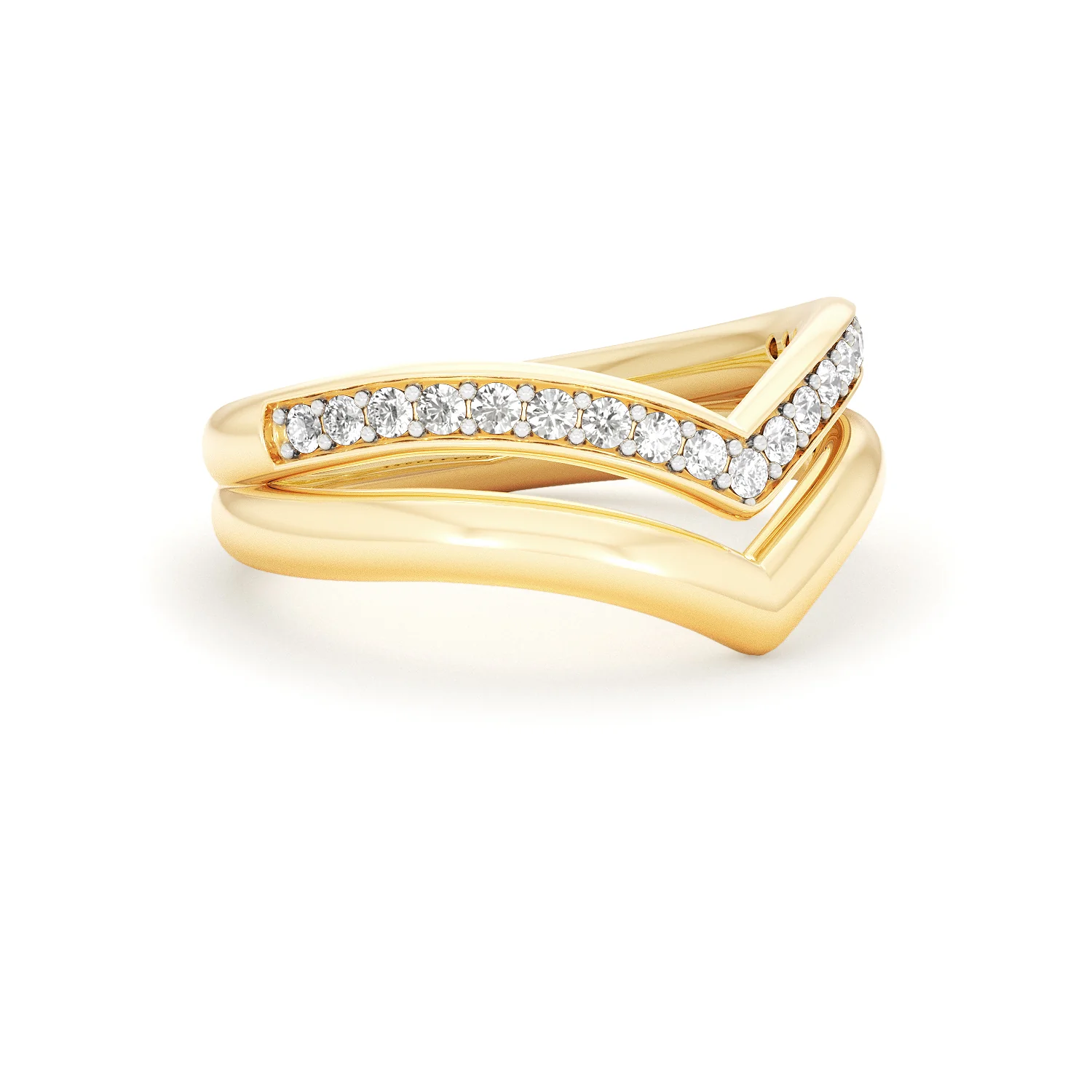 Dual 0.27ct Lab Diamond Stacking Wishbone Ring in 18K Gold Vermeil - Image 16