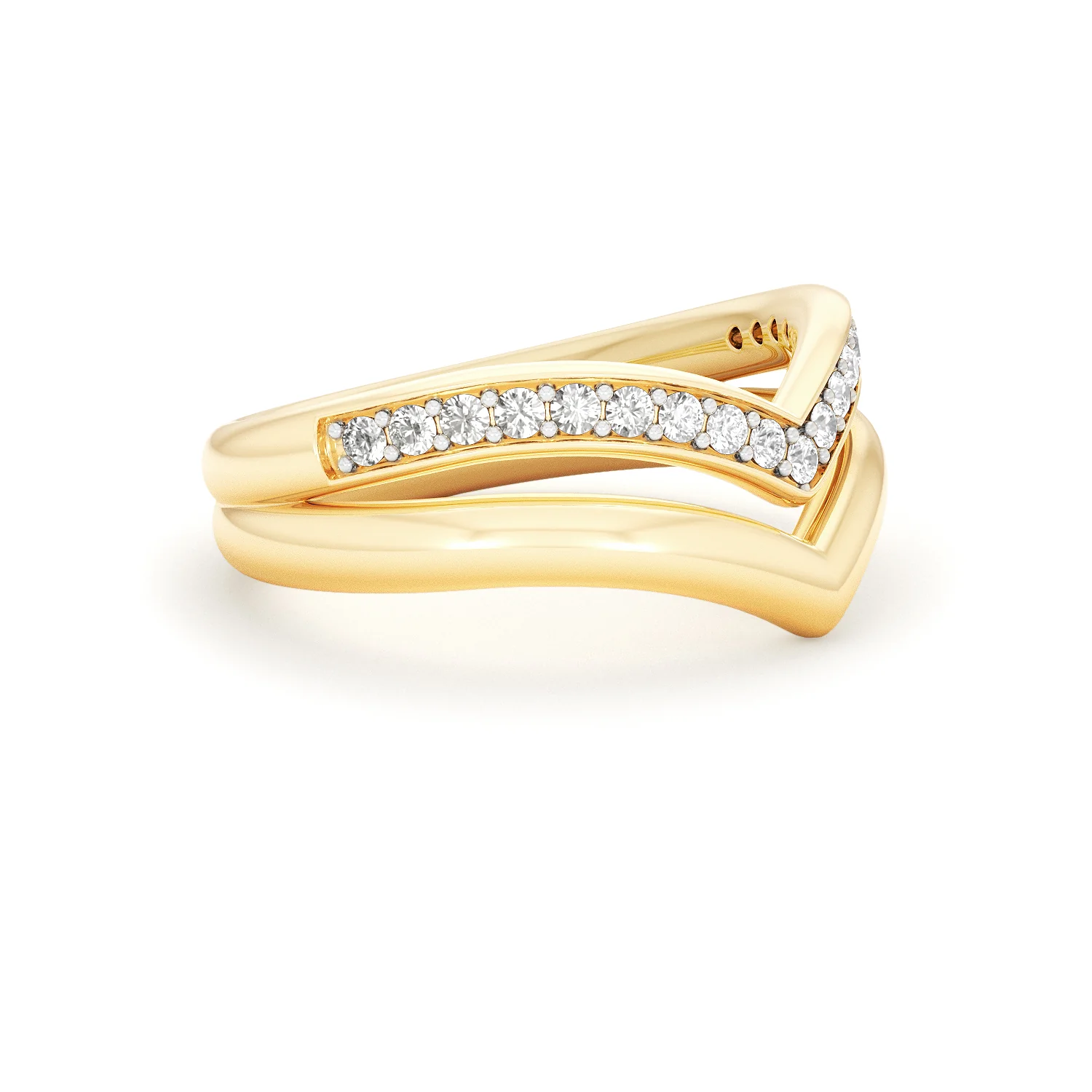 Dual 0.27ct Lab Diamond Stacking Wishbone Ring in 18K Gold Vermeil - Image 19