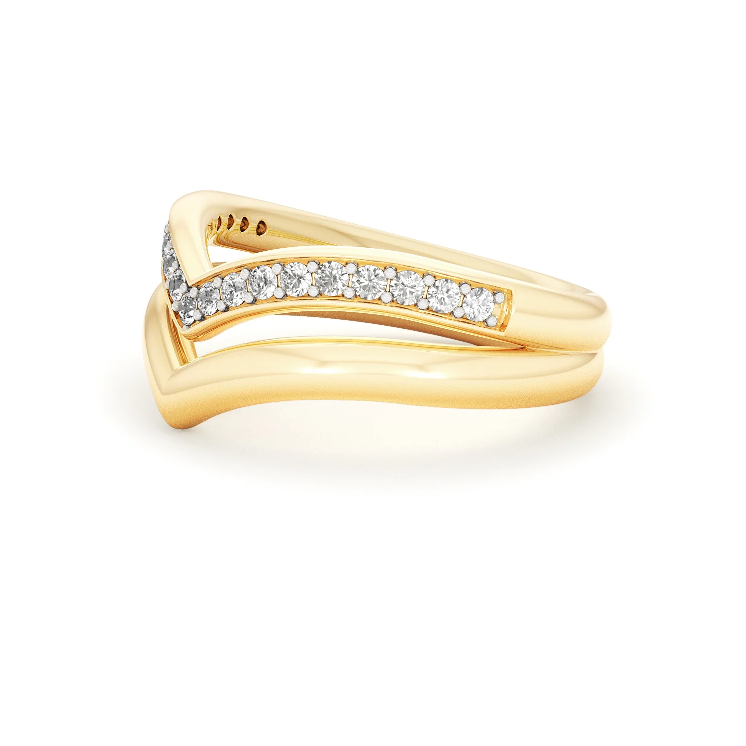Dual 0.27ct Lab Diamond Stacking Wishbone Ring in 18K Gold Vermeil - Image 75
