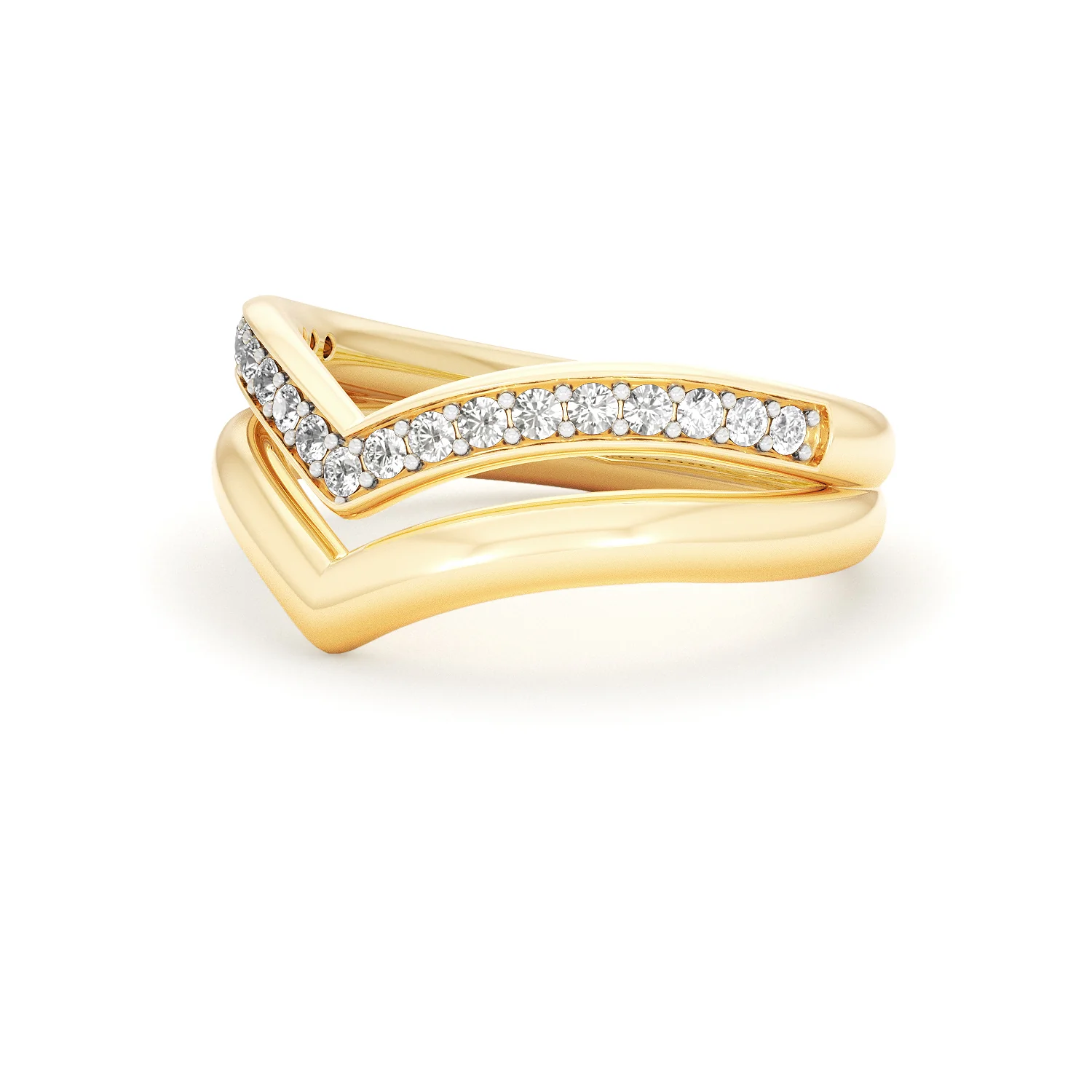 Dual 0.27ct Lab Diamond Stacking Wishbone Ring in 18K Gold Vermeil - Image 79