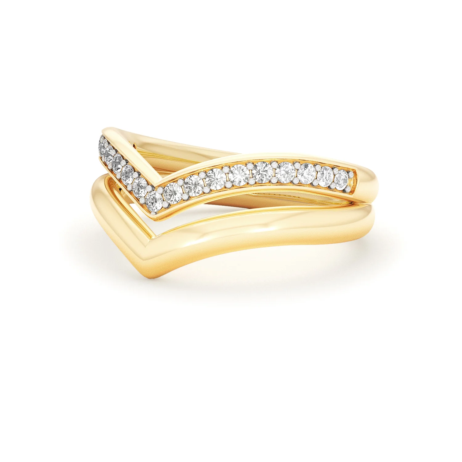 Dual 0.27ct Lab Diamond Stacking Wishbone Ring in 18K Gold Vermeil - Image 80