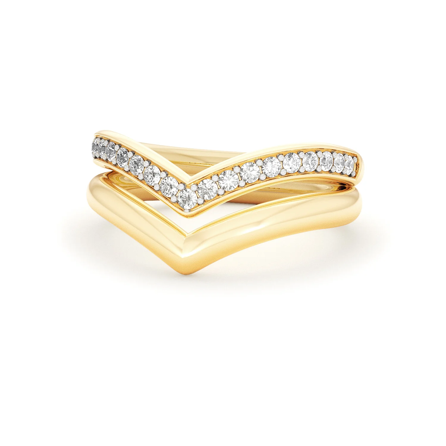 Dual 0.27ct Lab Diamond Stacking Wishbone Ring in 18K Gold Vermeil - Image 84