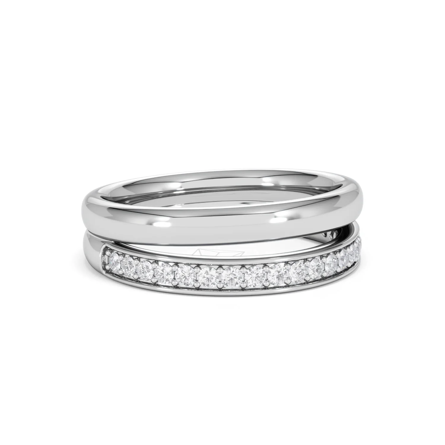Duo Curve Stacking Lab Diamond Ring 0.26ct in 925 Silver - Image 16