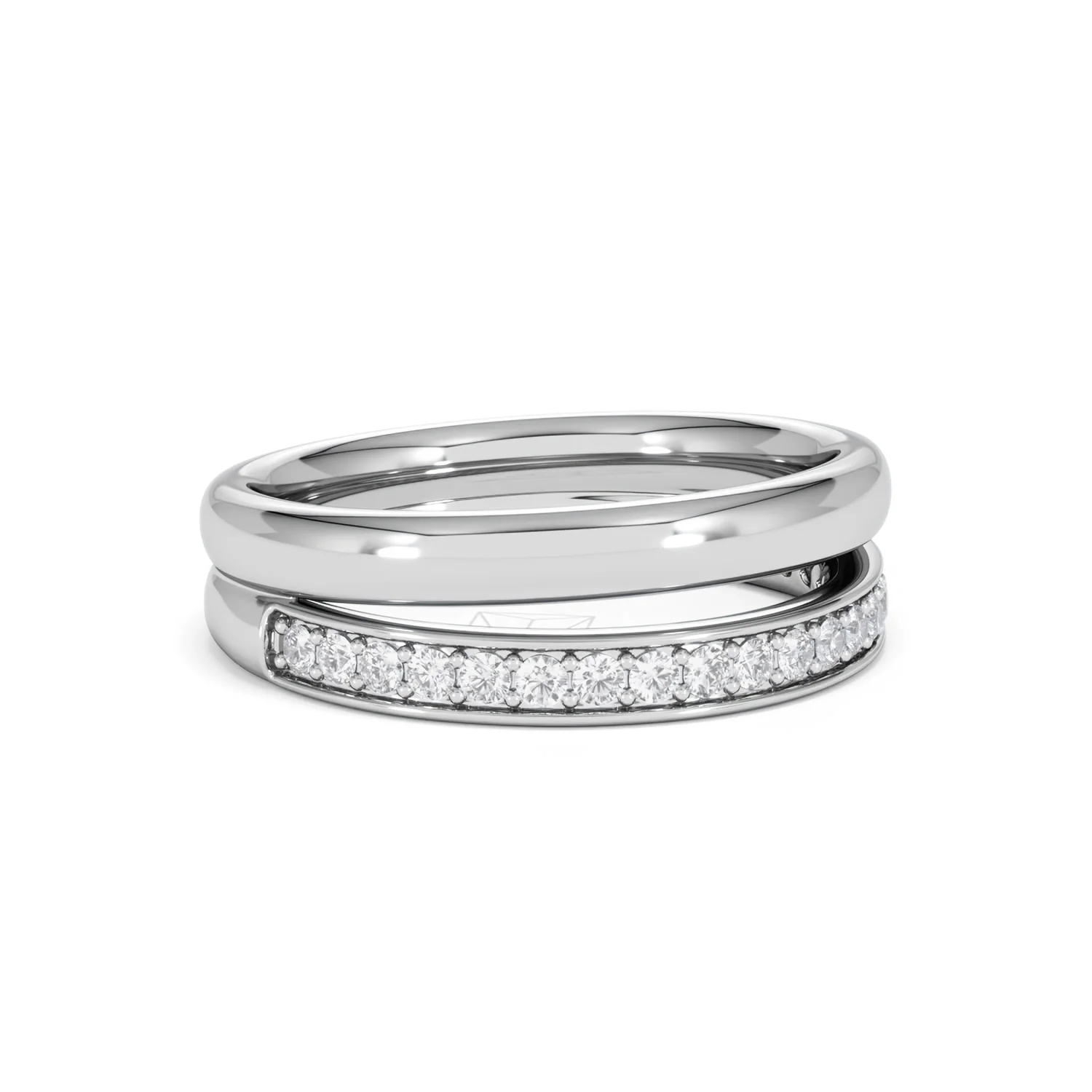 Duo Curve Stacking Lab Diamond Ring 0.26ct in 925 Silver - Image 17