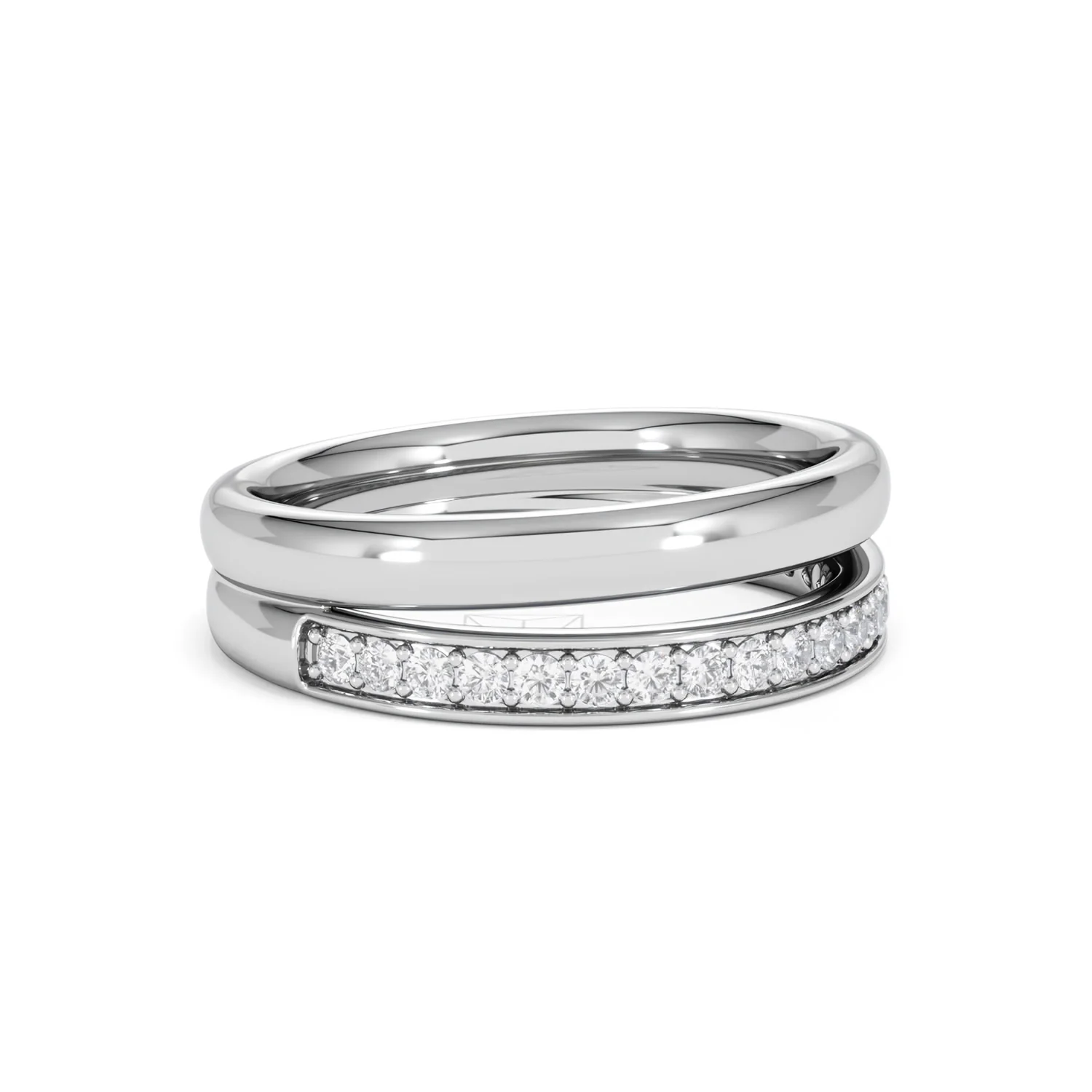 Duo Curve Stacking Lab Diamond Ring 0.26ct in 925 Silver - Image 19