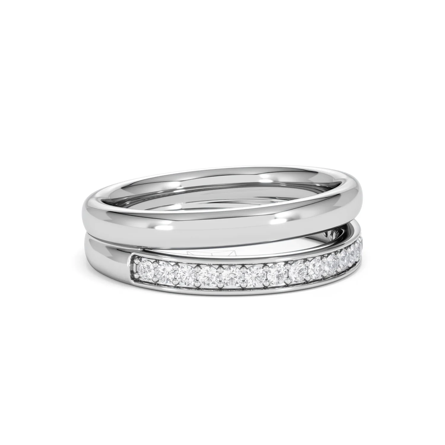Duo Curve Stacking Lab Diamond Ring 0.26ct in 925 Silver - Image 20