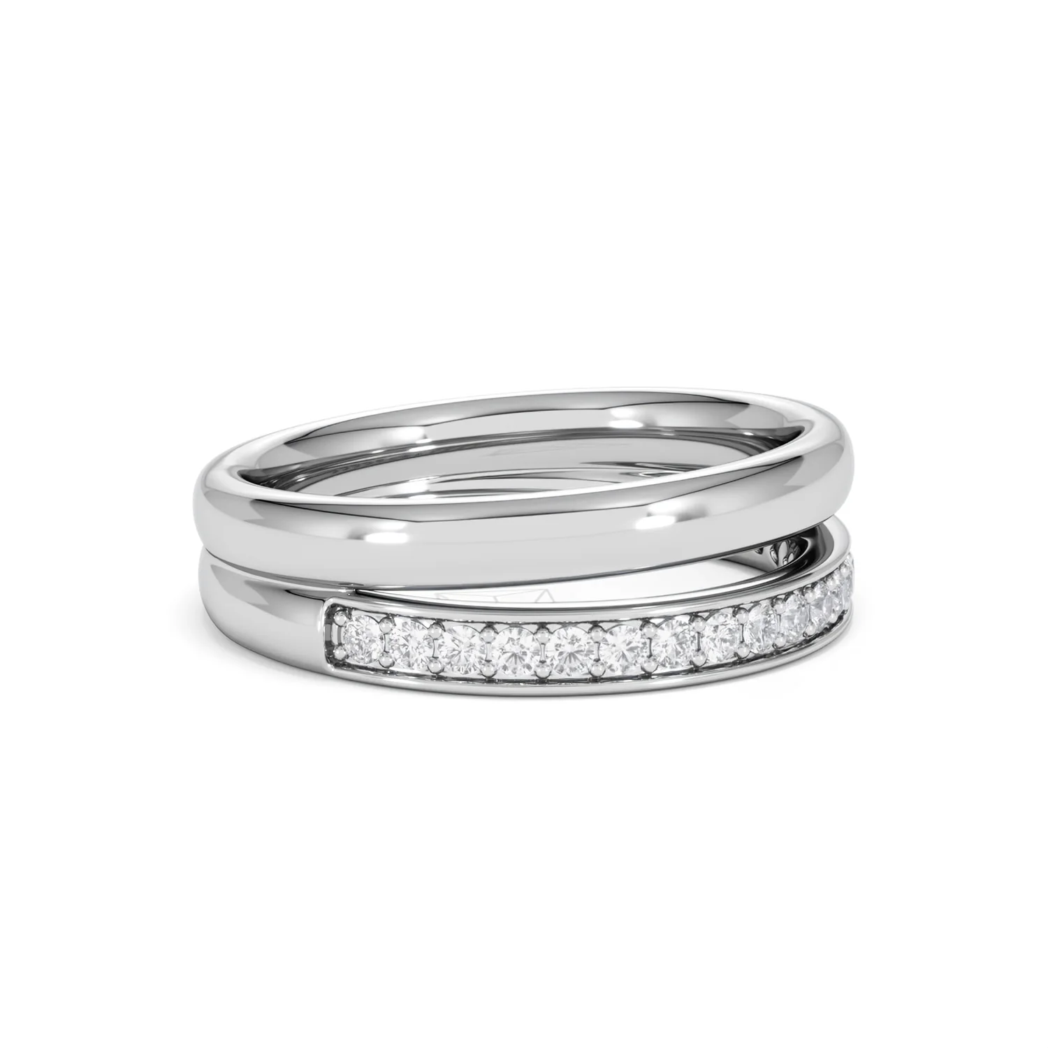 Duo Curve Stacking Lab Diamond Ring 0.26ct in 925 Silver - Image 21