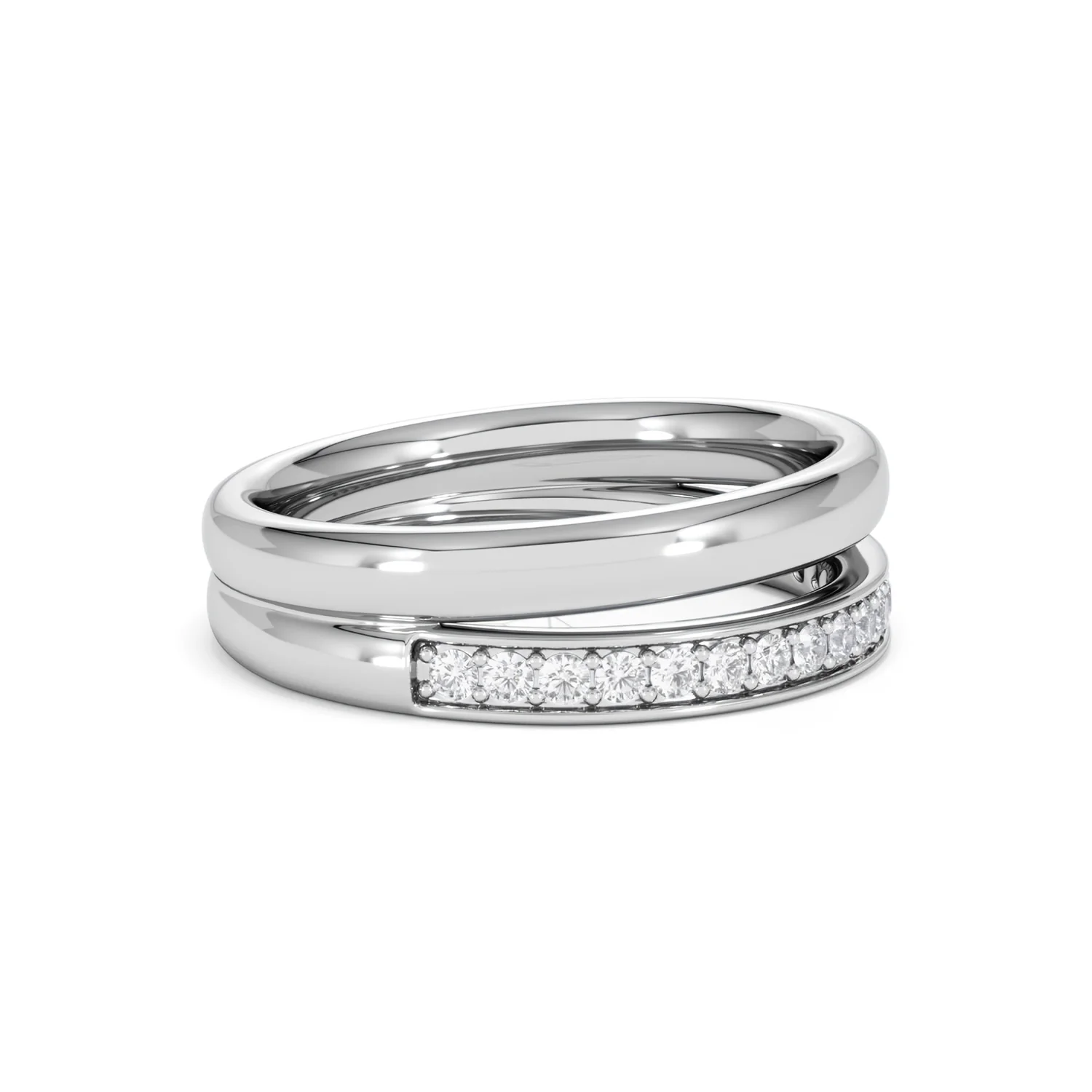 Duo Curve Stacking Lab Diamond Ring 0.26ct in 925 Silver - Image 24