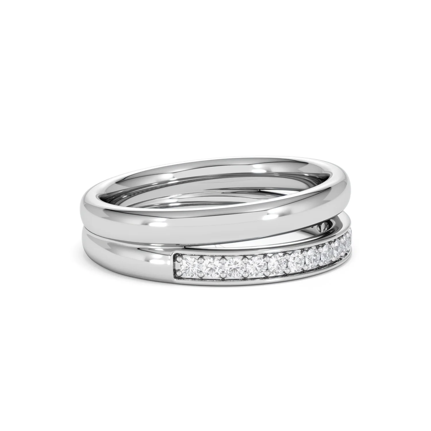 Duo Curve Stacking Lab Diamond Ring 0.26ct in 925 Silver - Image 25