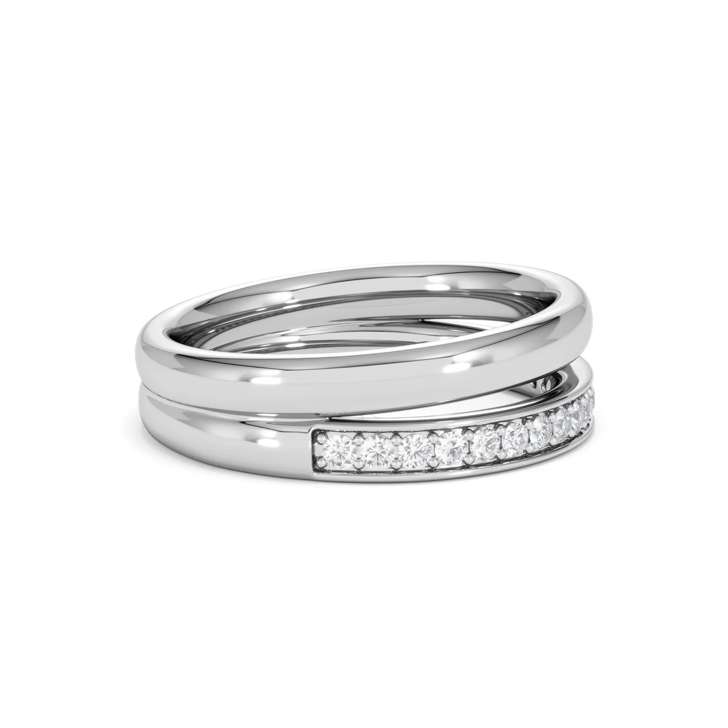 Duo Curve Stacking Lab Diamond Ring 0.26ct in 925 Silver - Image 26