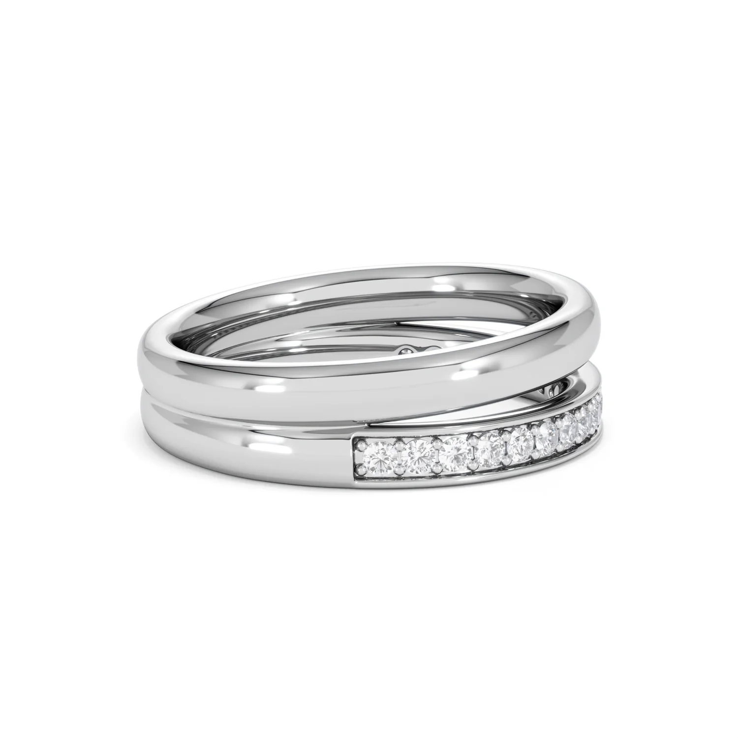 Duo Curve Stacking Lab Diamond Ring 0.26ct in 925 Silver - Image 28