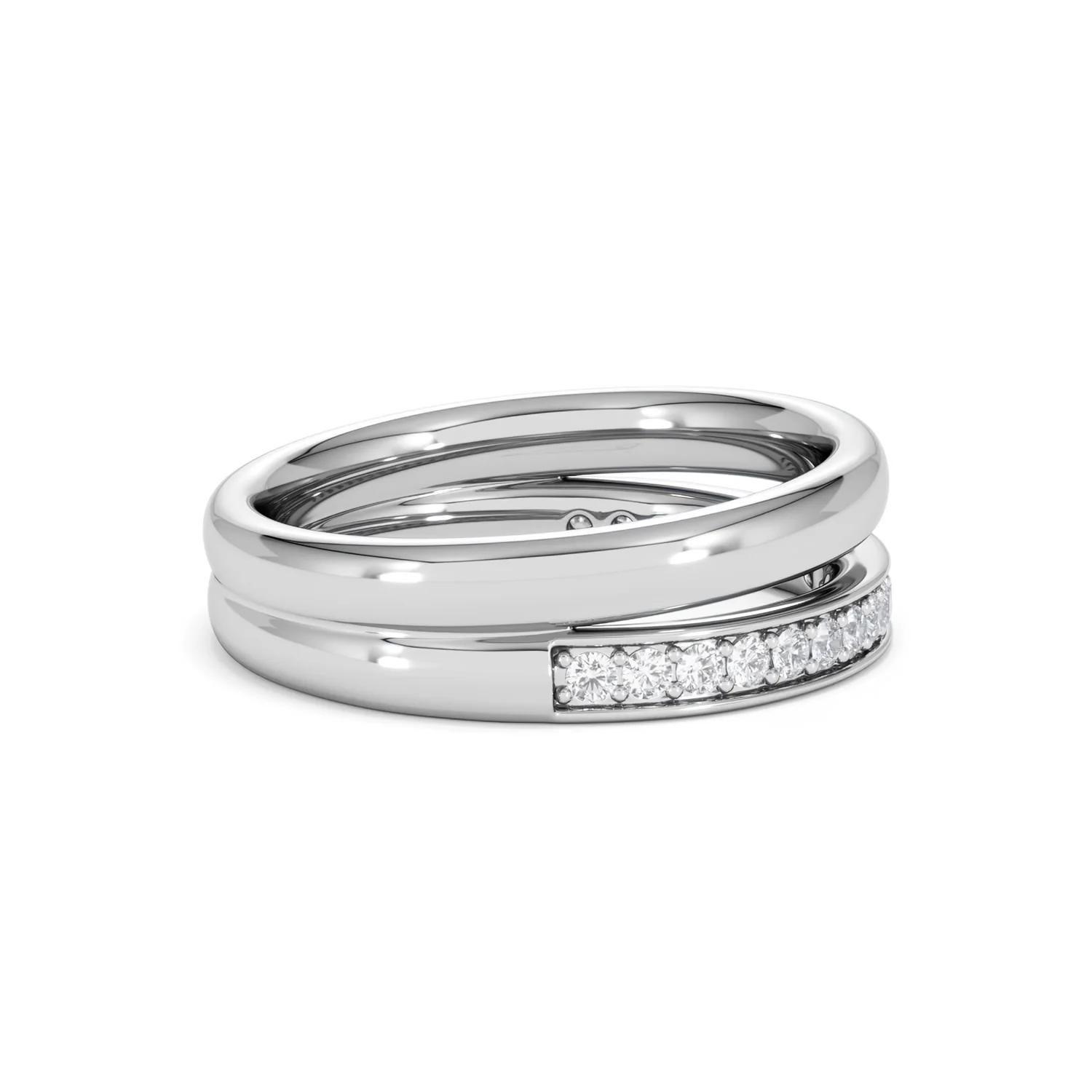 Duo Curve Stacking Lab Diamond Ring 0.26ct in 925 Silver - Image 29